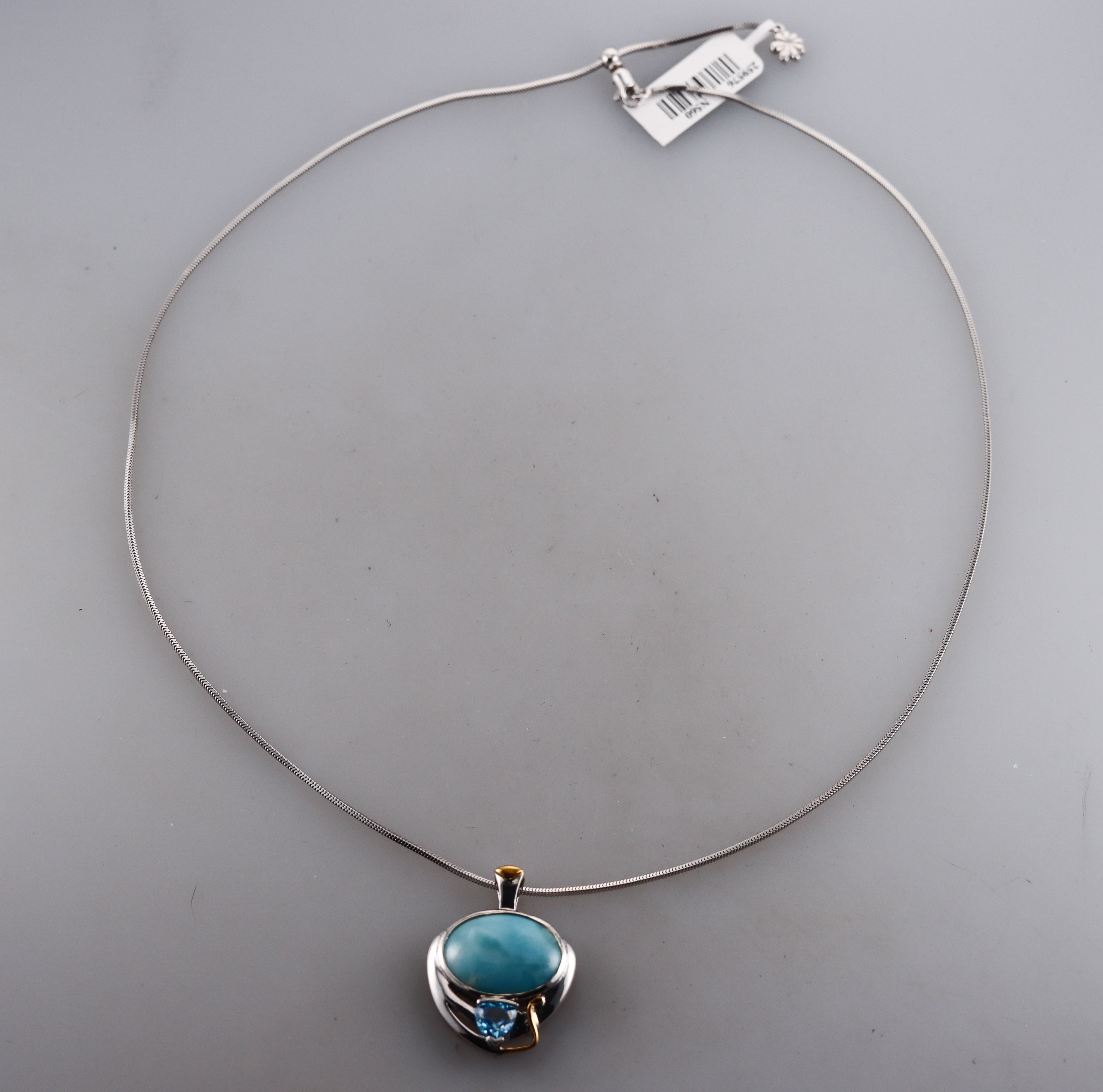 MarahLago Sterling Silver Larimar Blue Topaz Pendant Necklace Retail $700