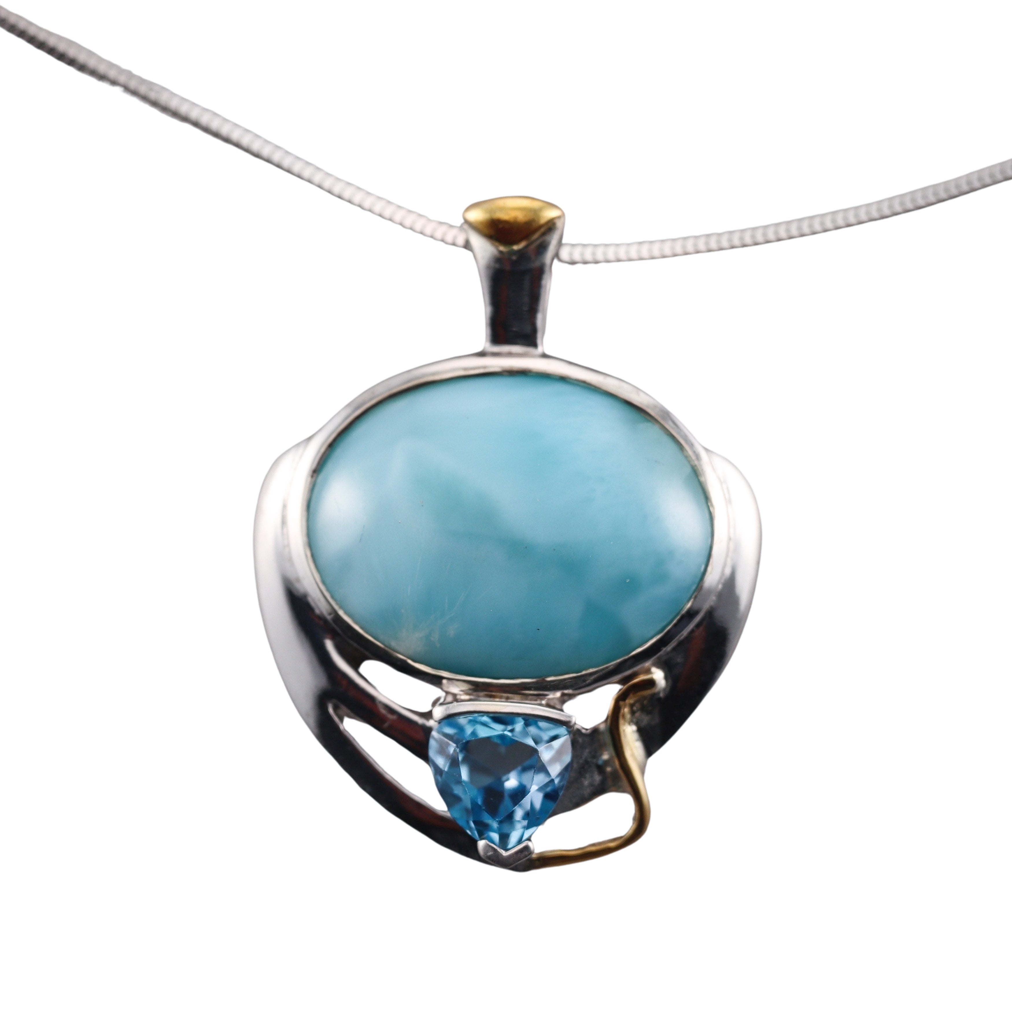 MarahLago Sterling Silver Larimar Blue Topaz Pendant Necklace Retail $700