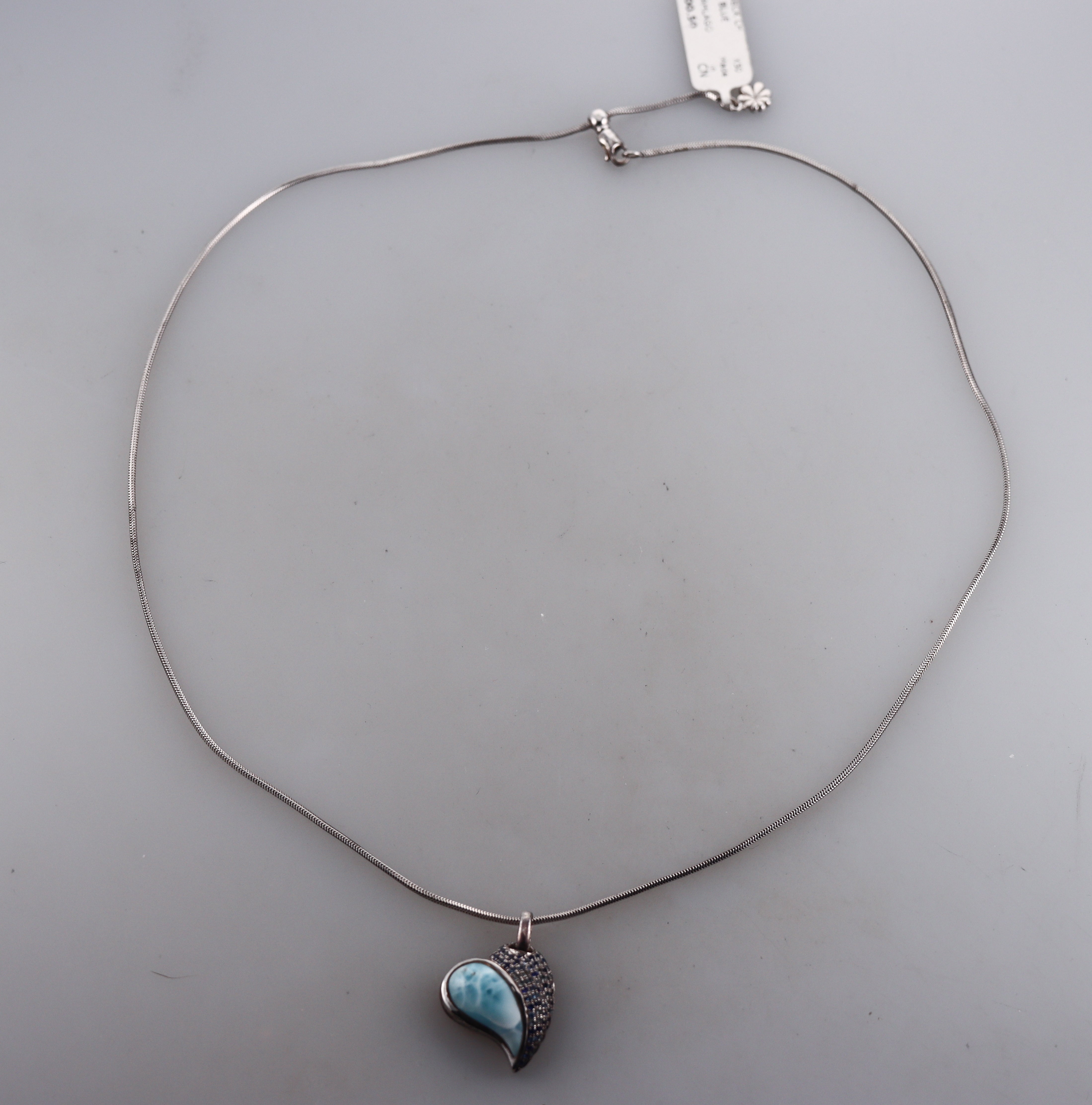 MarahLago Sterling Silver Larimar Heart Pendant Necklace Retail $500