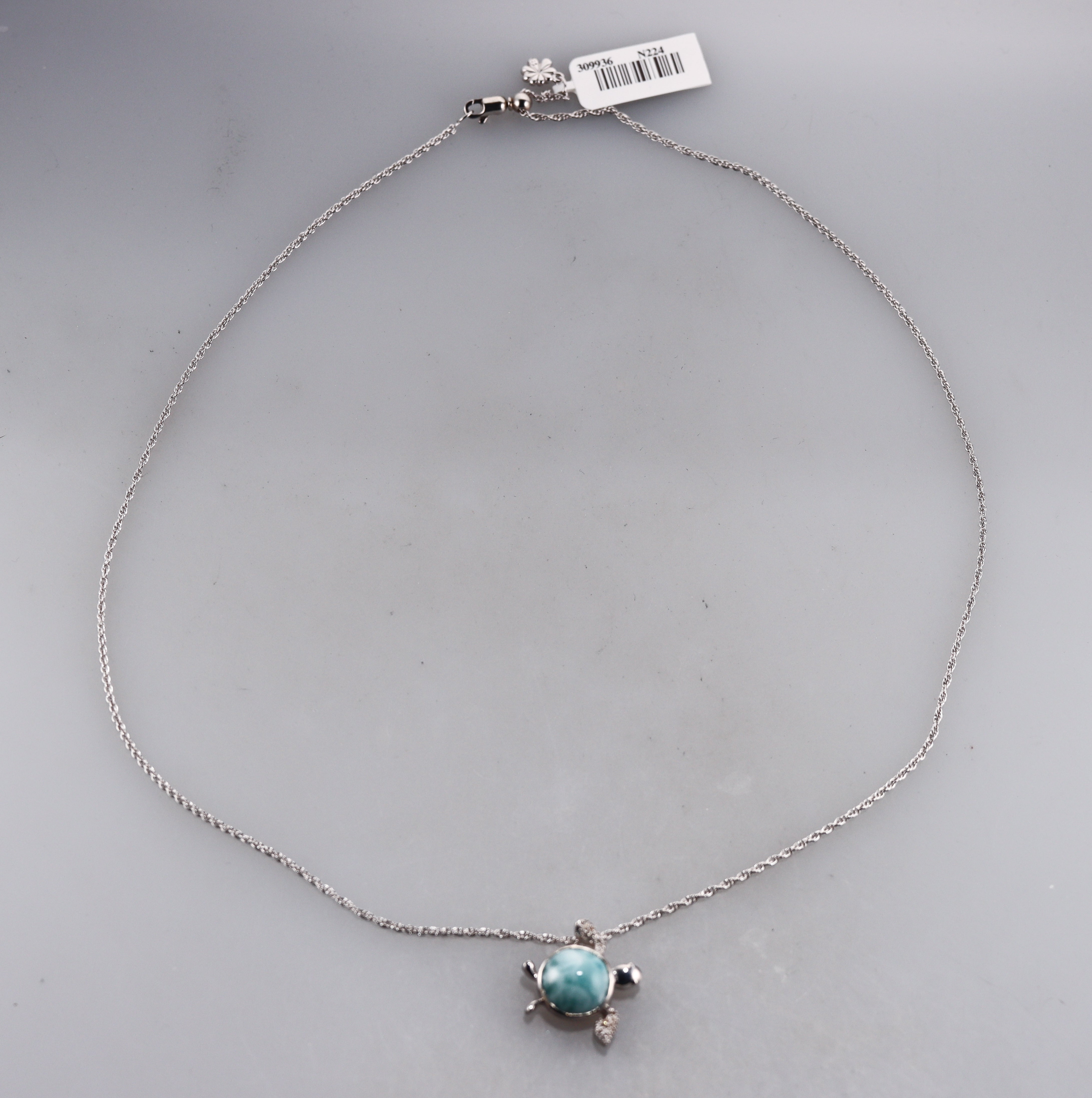 MarahLago Sterling Silver Larimar Turtle Pendant Necklace Retail $280