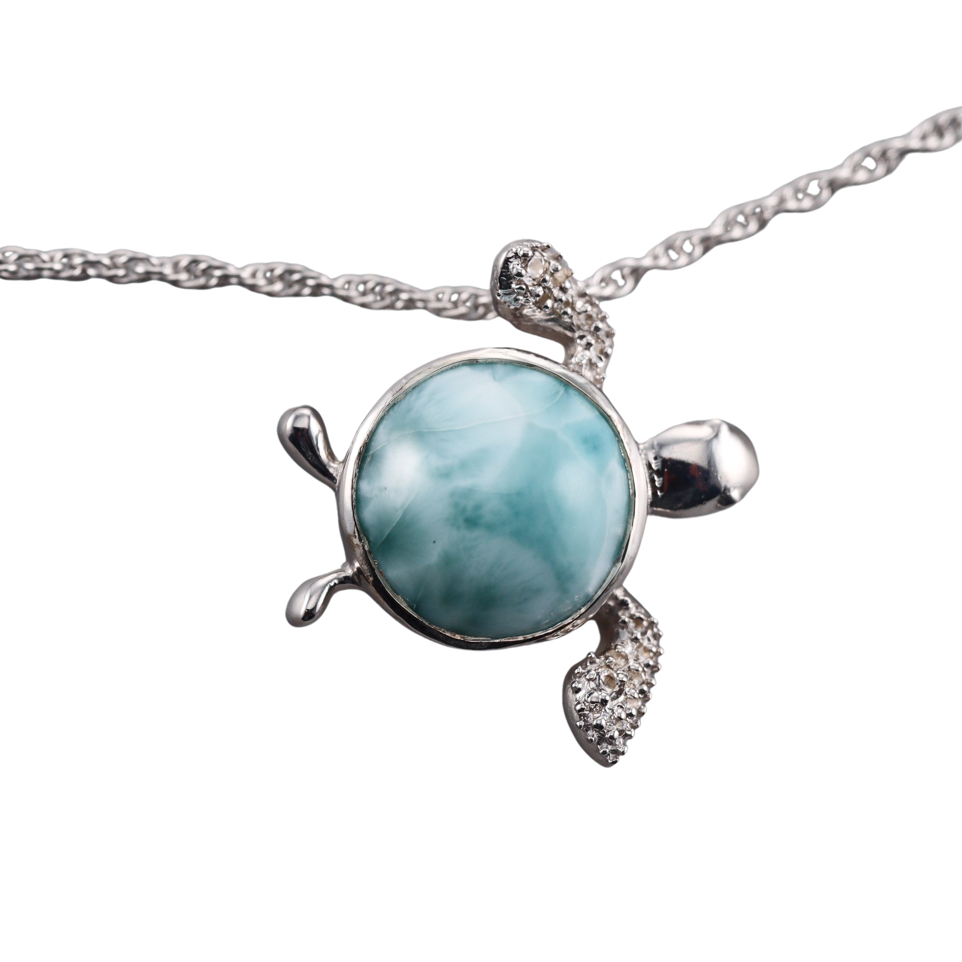 MarahLago Sterling Silver Larimar Turtle Pendant Necklace Retail $280