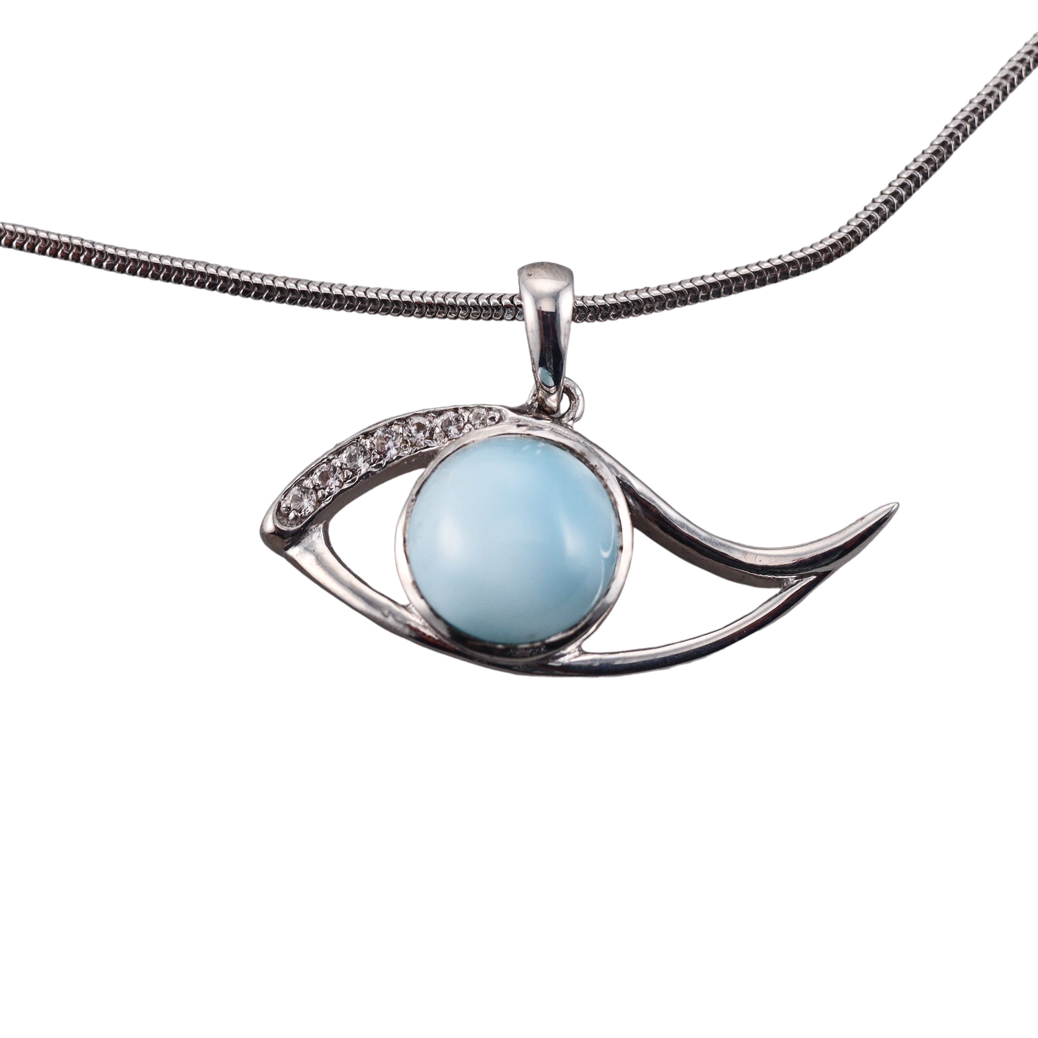 MarahLago Sterling Silver Larimar Eye Pendant Necklace Retail $224