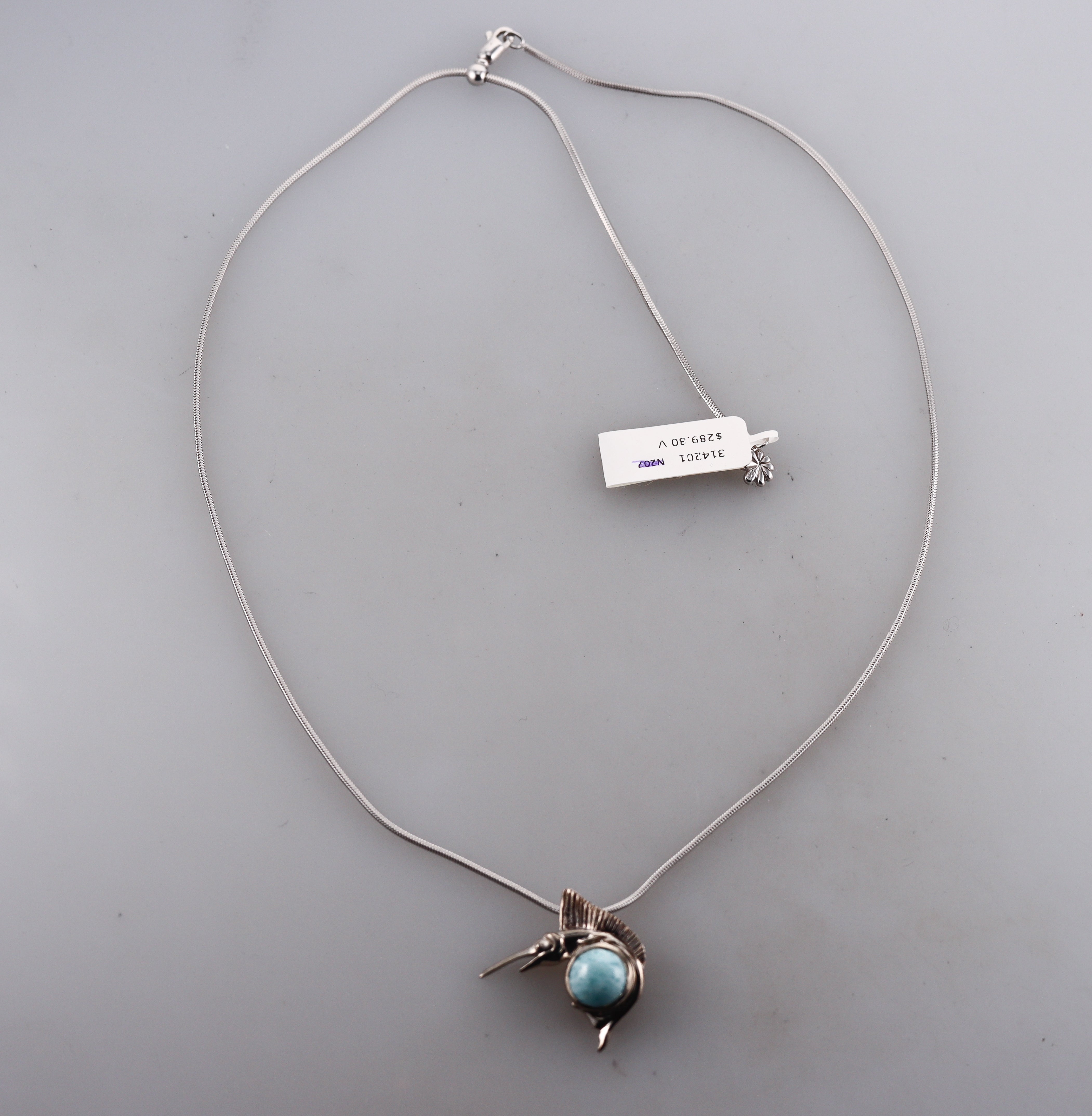 MarahLago Sterling Silver Larimar Marlin Fish Pendant Necklace Retail $258