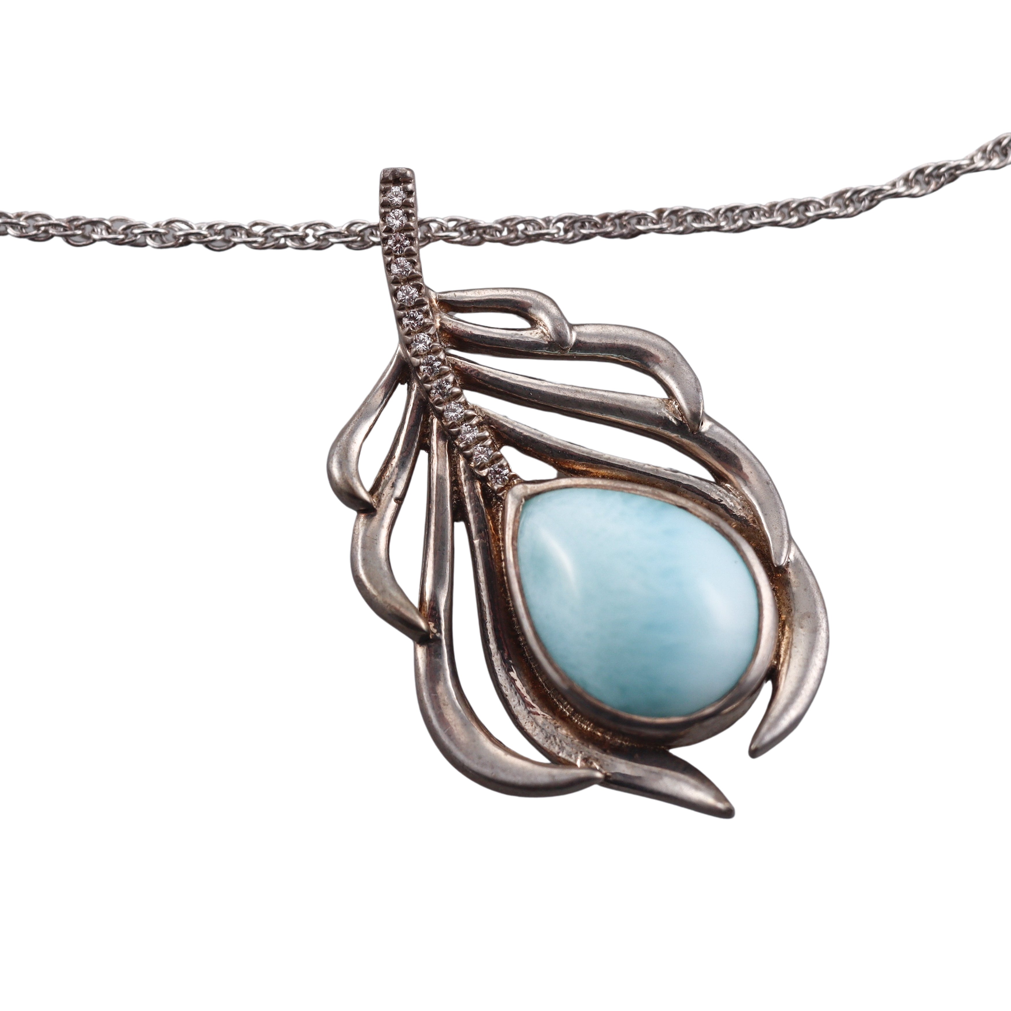 MarahLago Sterling Silver Larimar Pendant Necklace Retail $318