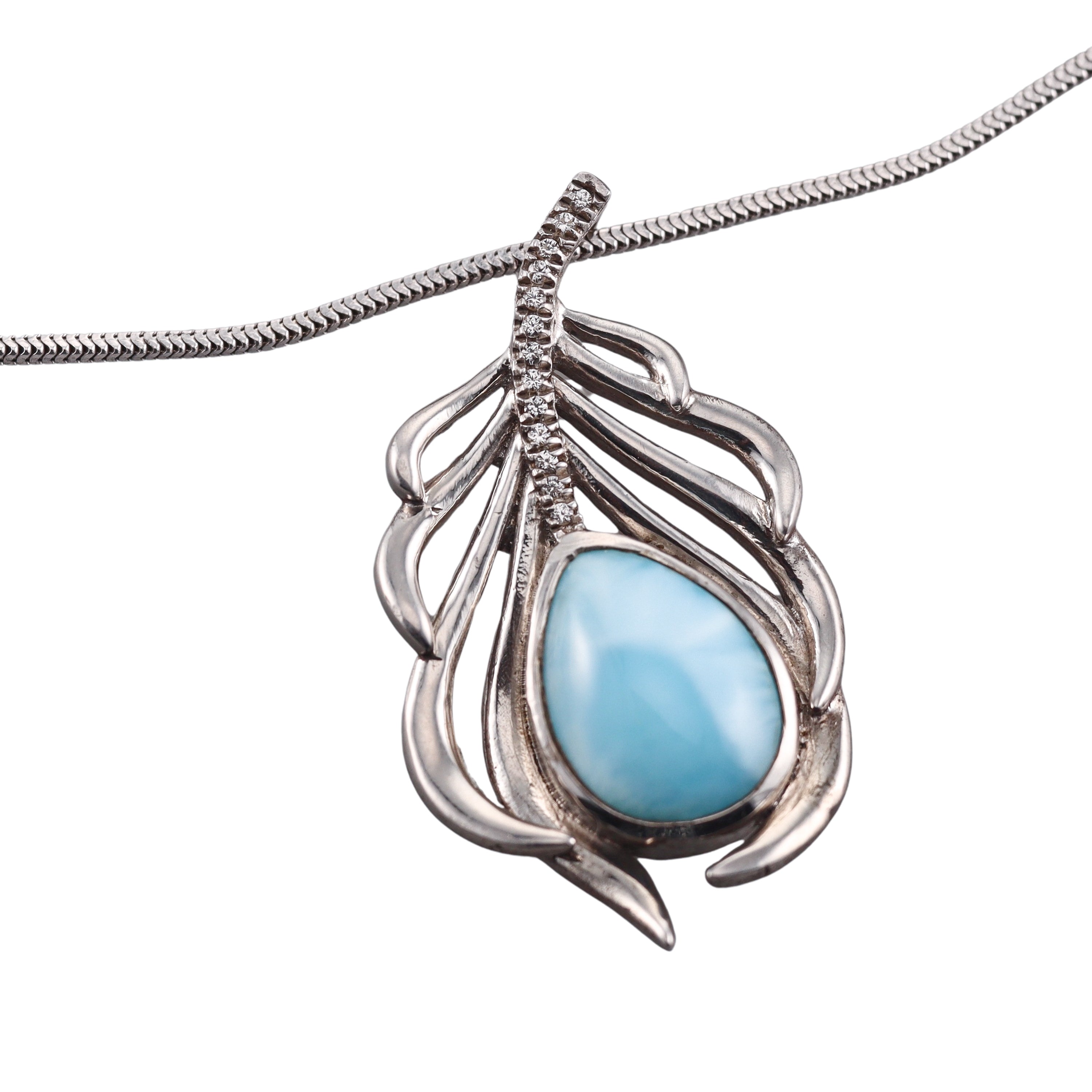 MarahLago Sterling Silver Larimar Pendant Necklace Retail $318