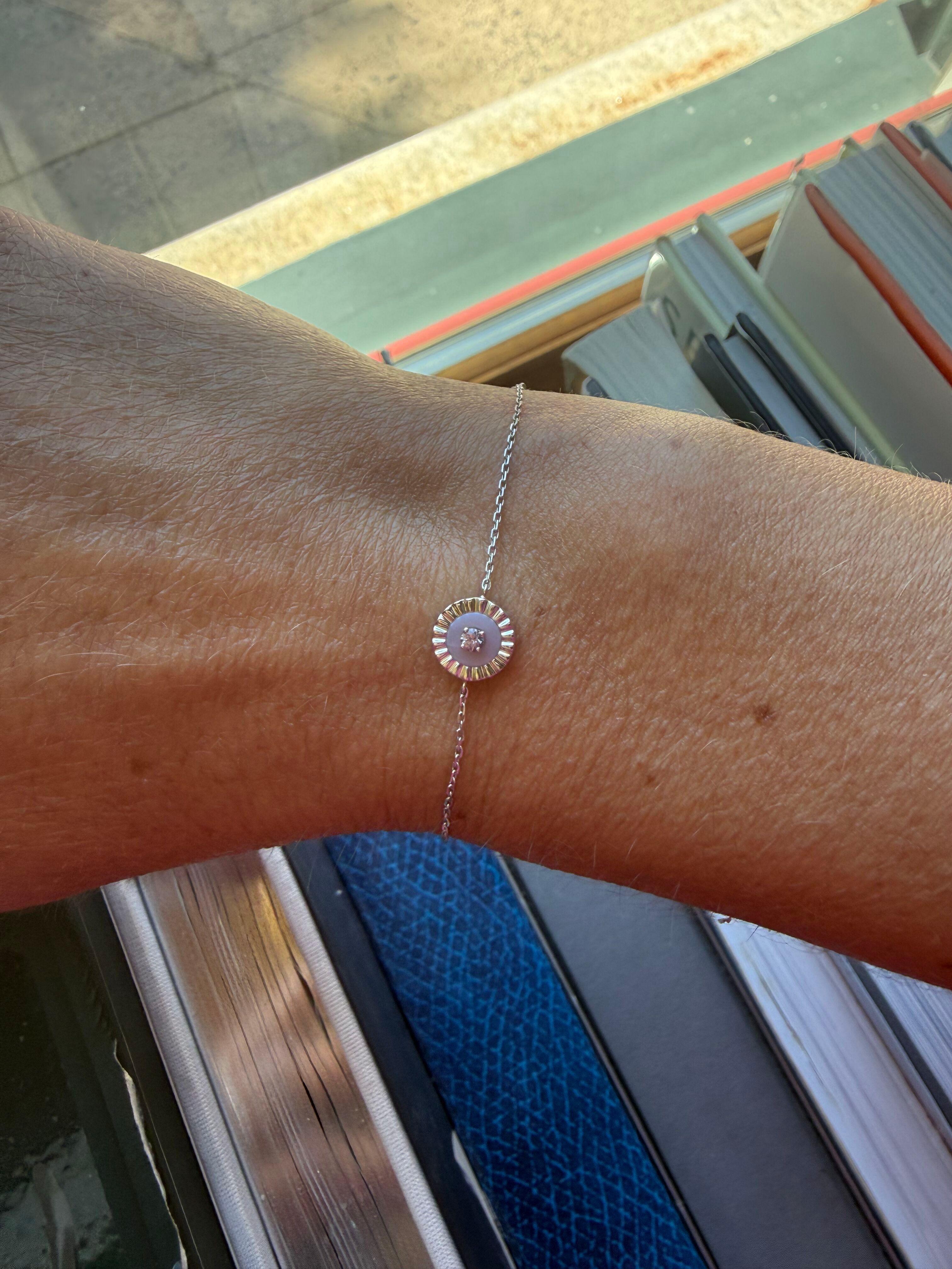 Marli 18k White Gold Amethyst Rose Quartz Bracelet