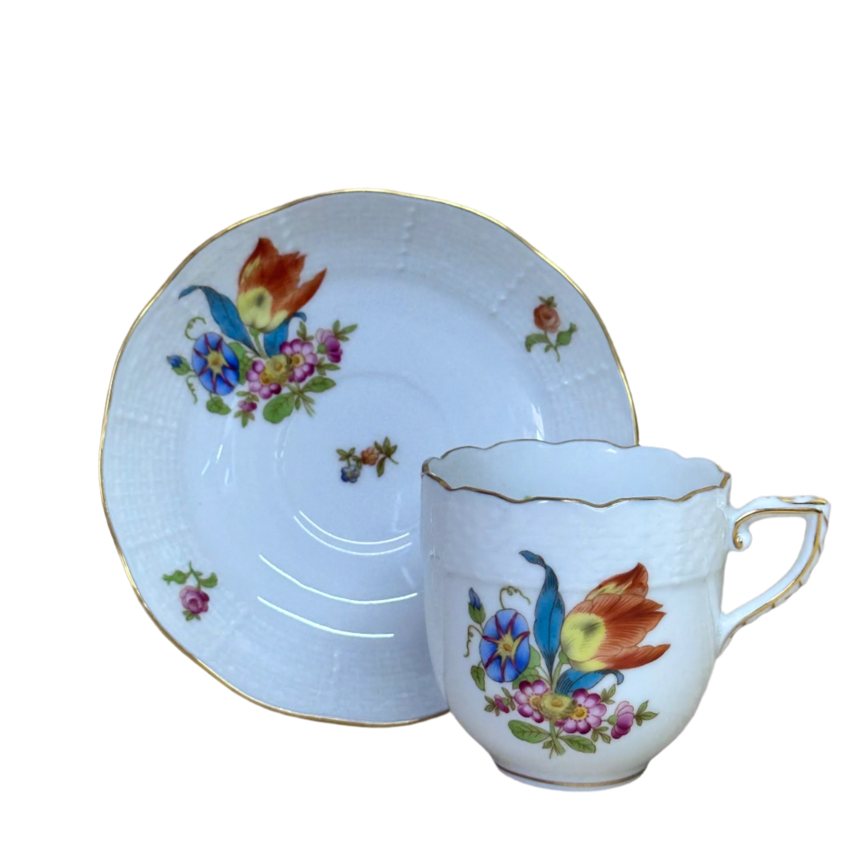 5 pc Herend Bouquet Hand Painted Porcelain Dinner Place Setting