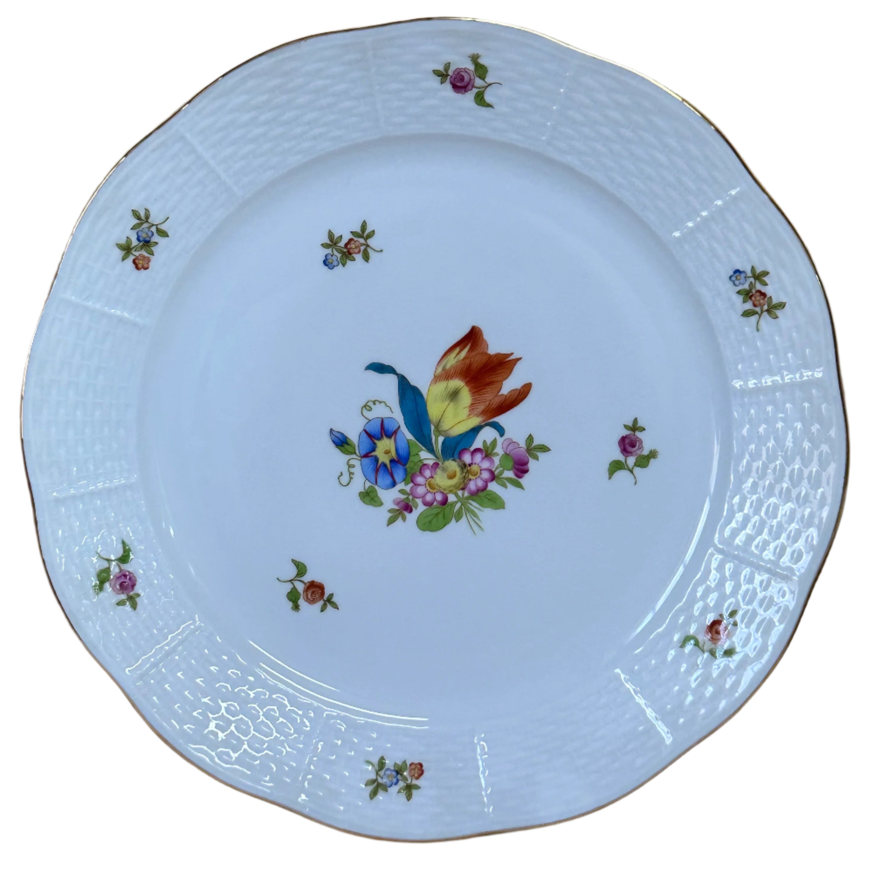 5 pc Herend Bouquet Hand Painted Porcelain Dinner Place Setting