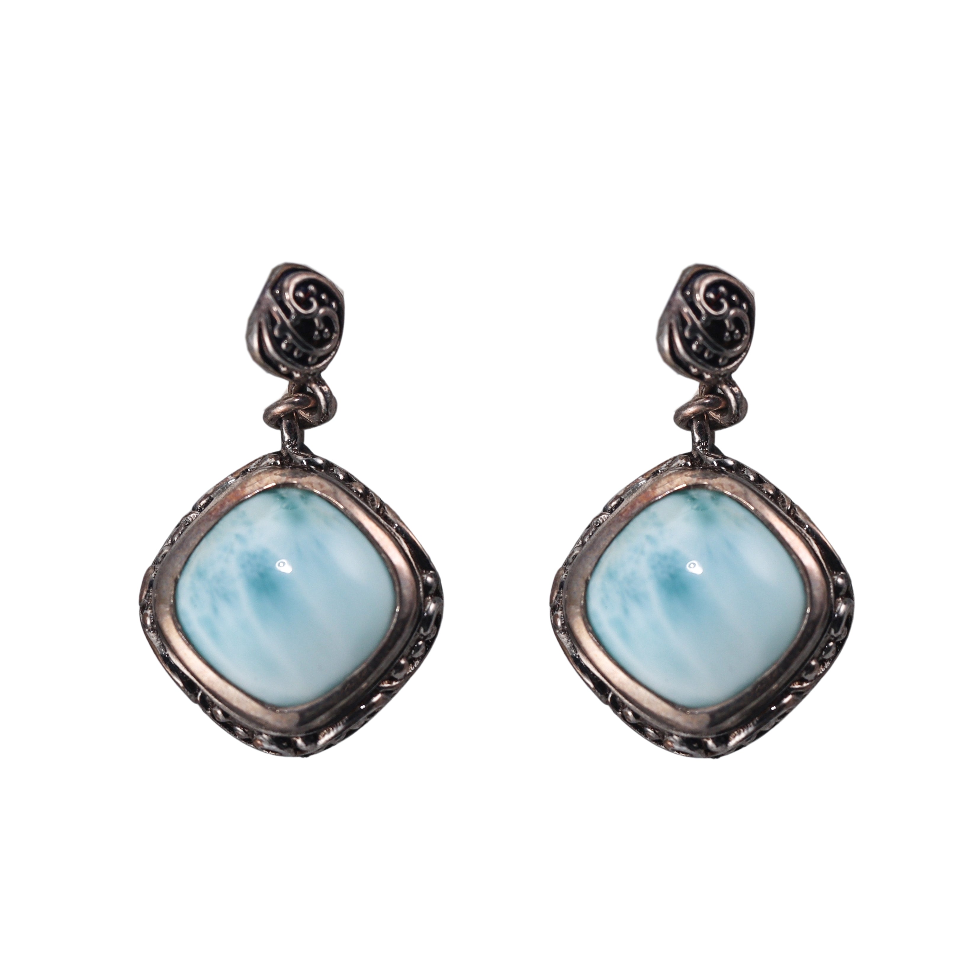 Marahlago Sterling Silver Larimar Earrings #61 Retail $350