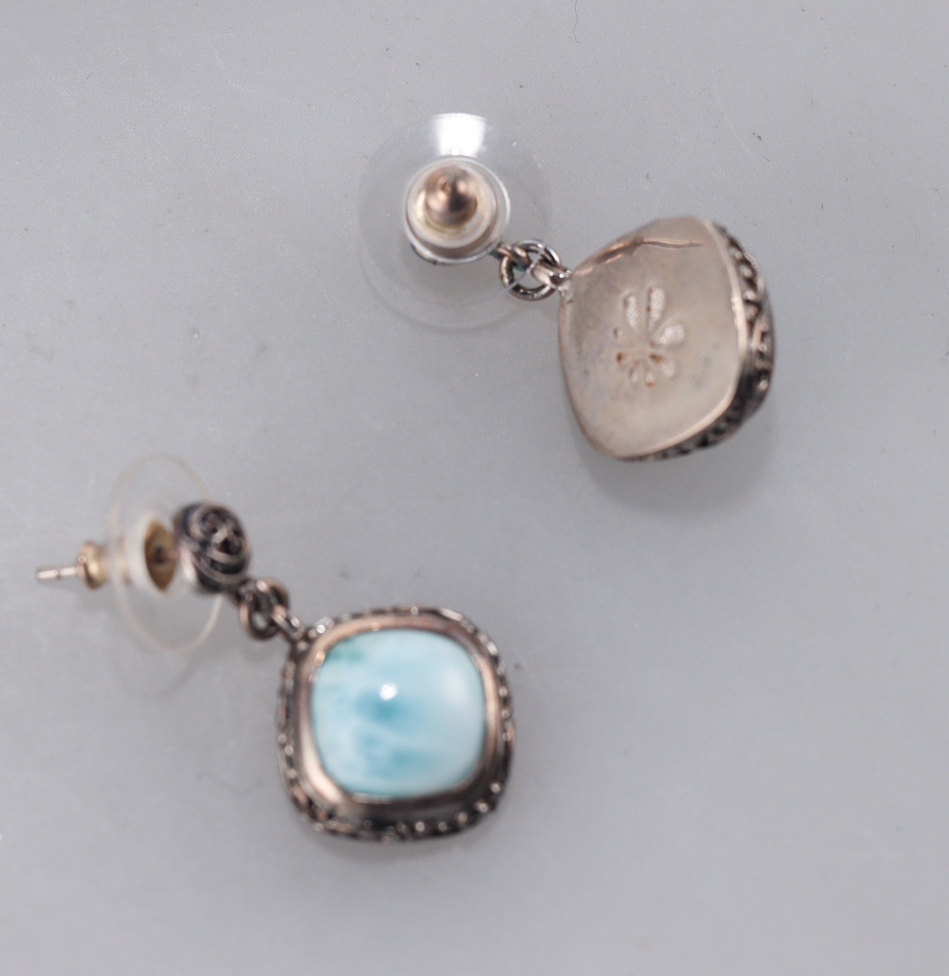 Marahlago Sterling Silver Larimar Earrings #61 Retail $350