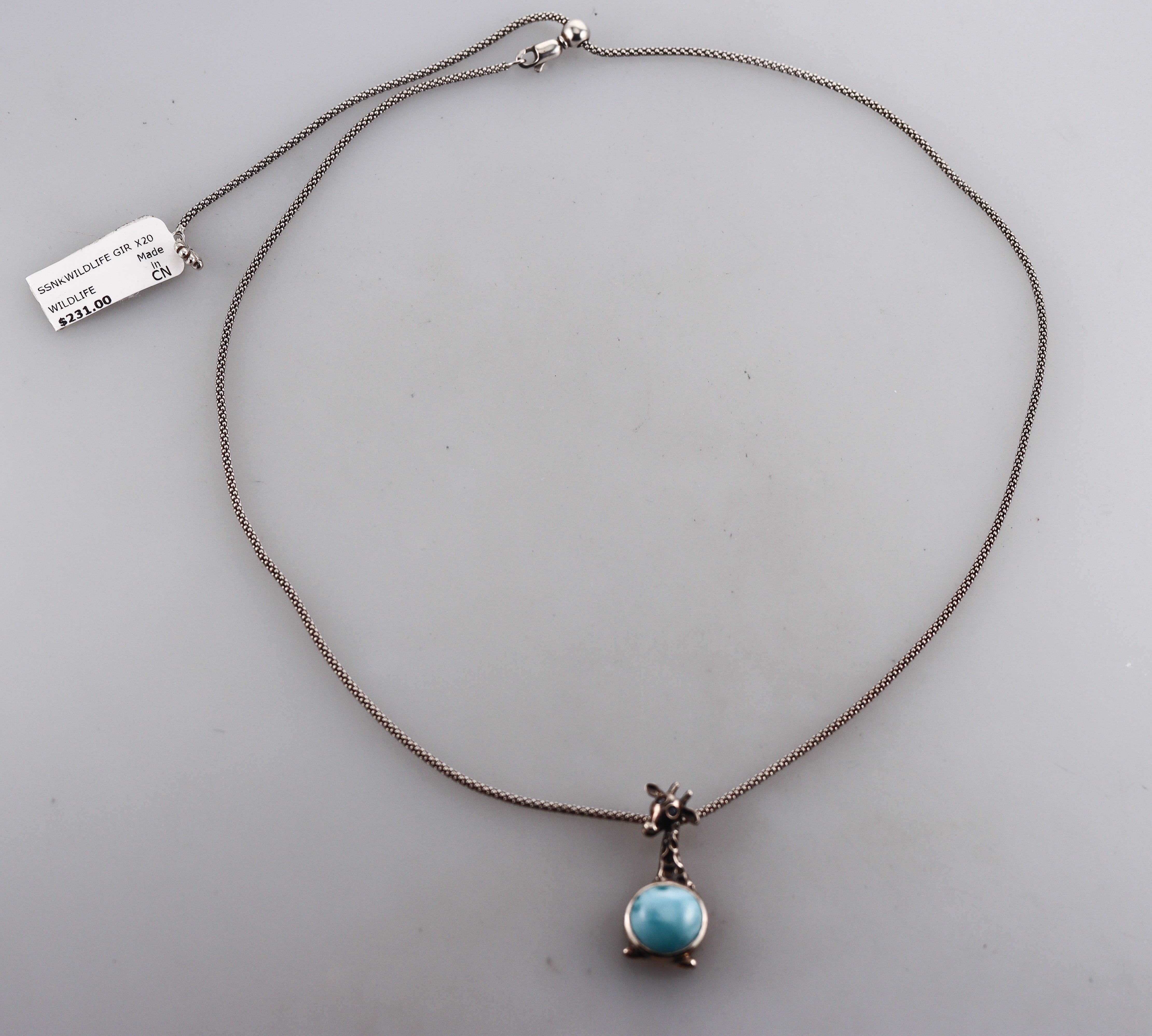 MarahLago Sterling Silver Larimar Giraffe Pendant Necklace Retail $258