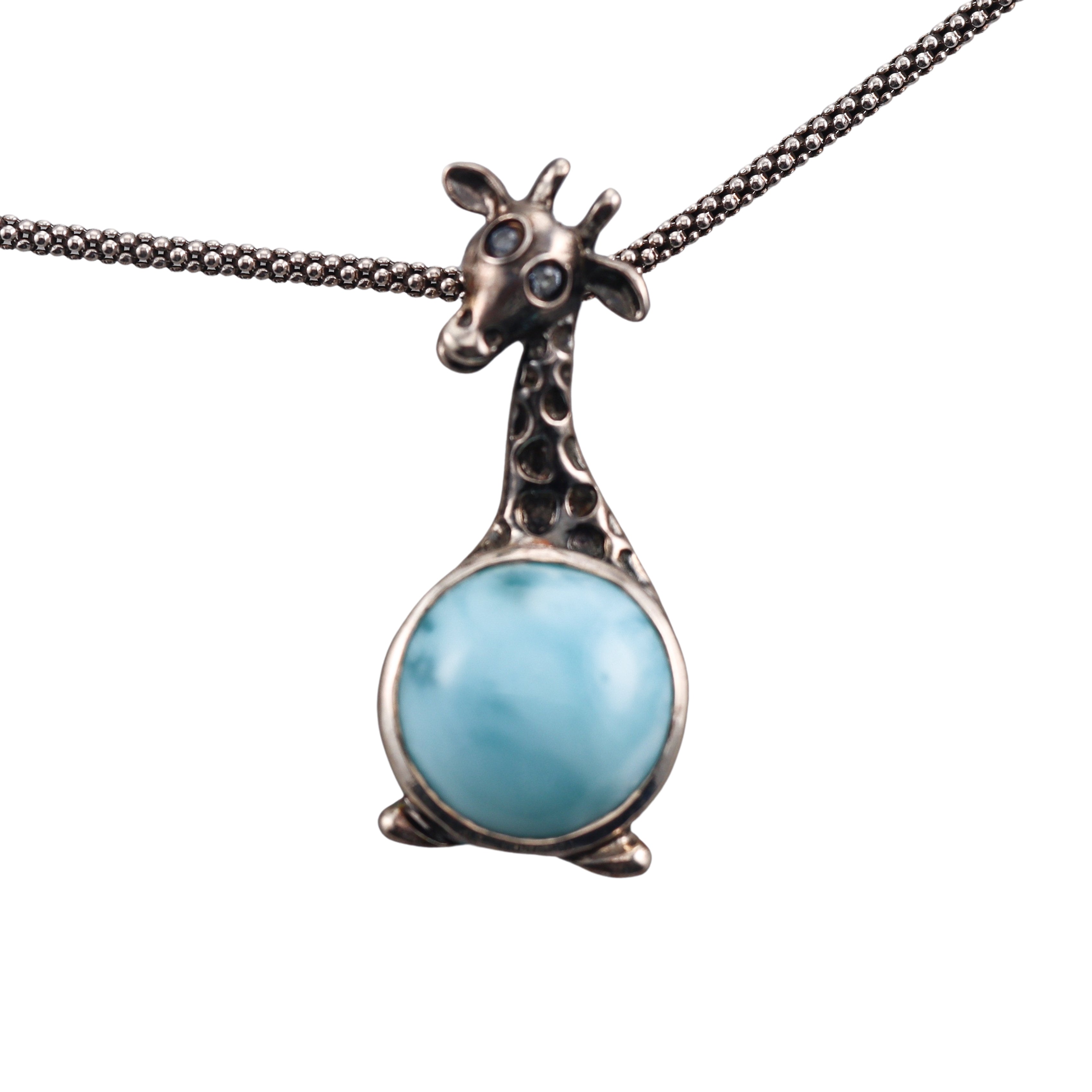 MarahLago Sterling Silver Larimar Giraffe Pendant Necklace Retail $258