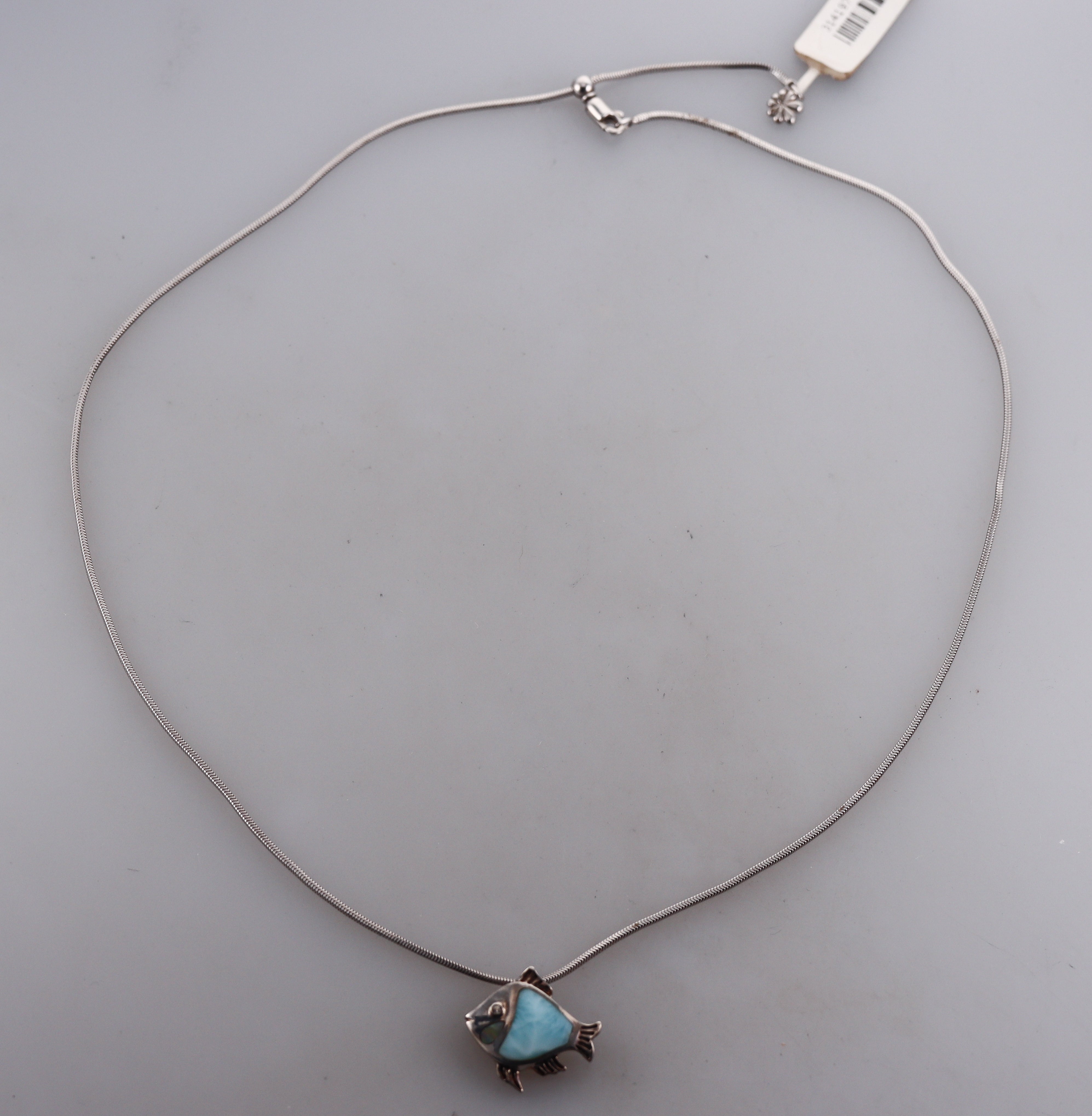 MarahLago Sterling Silver Larimar Fish Pendant Necklace Retail $228