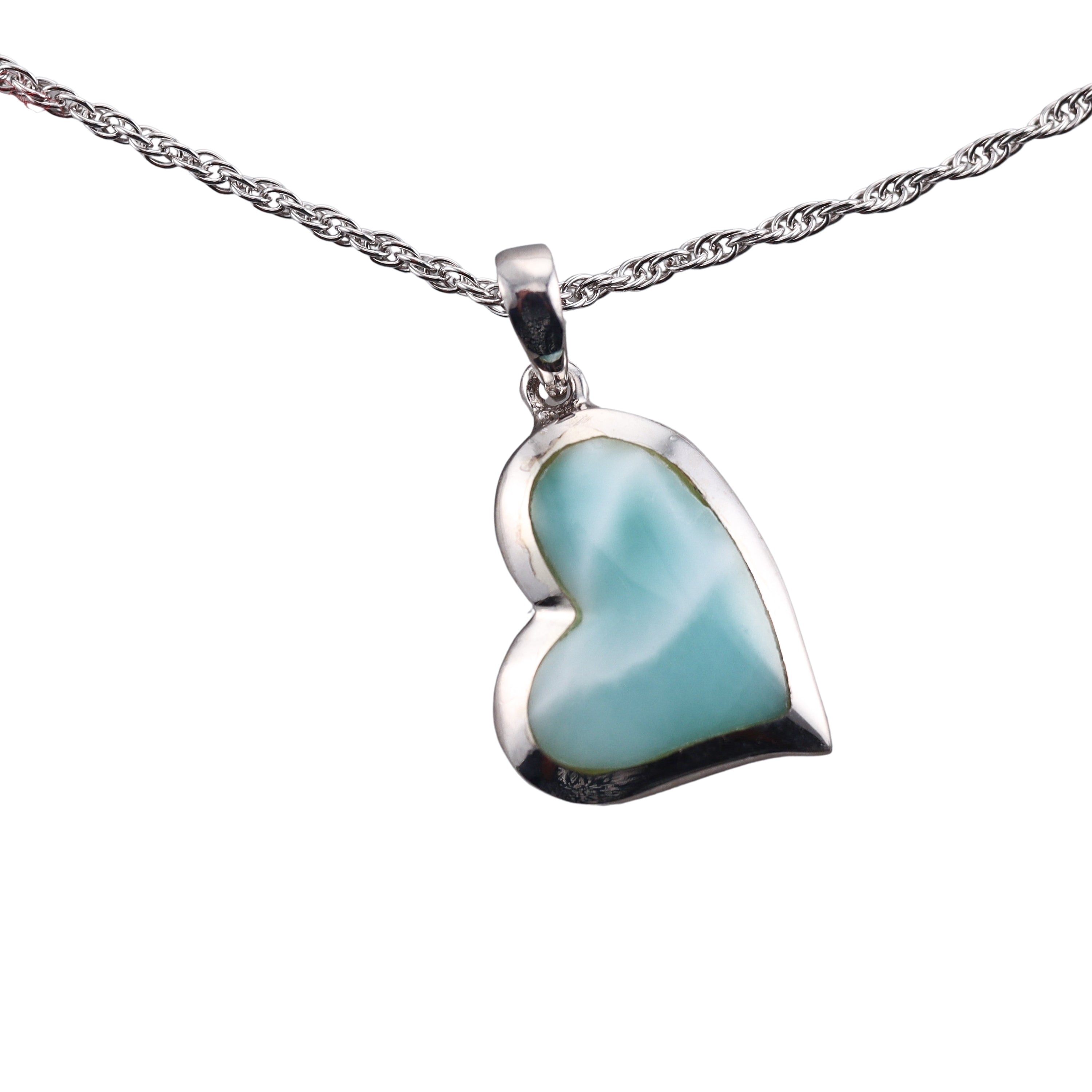 MarahLago Sterling Silver Larimar Heart Pendant Necklace Retail $231