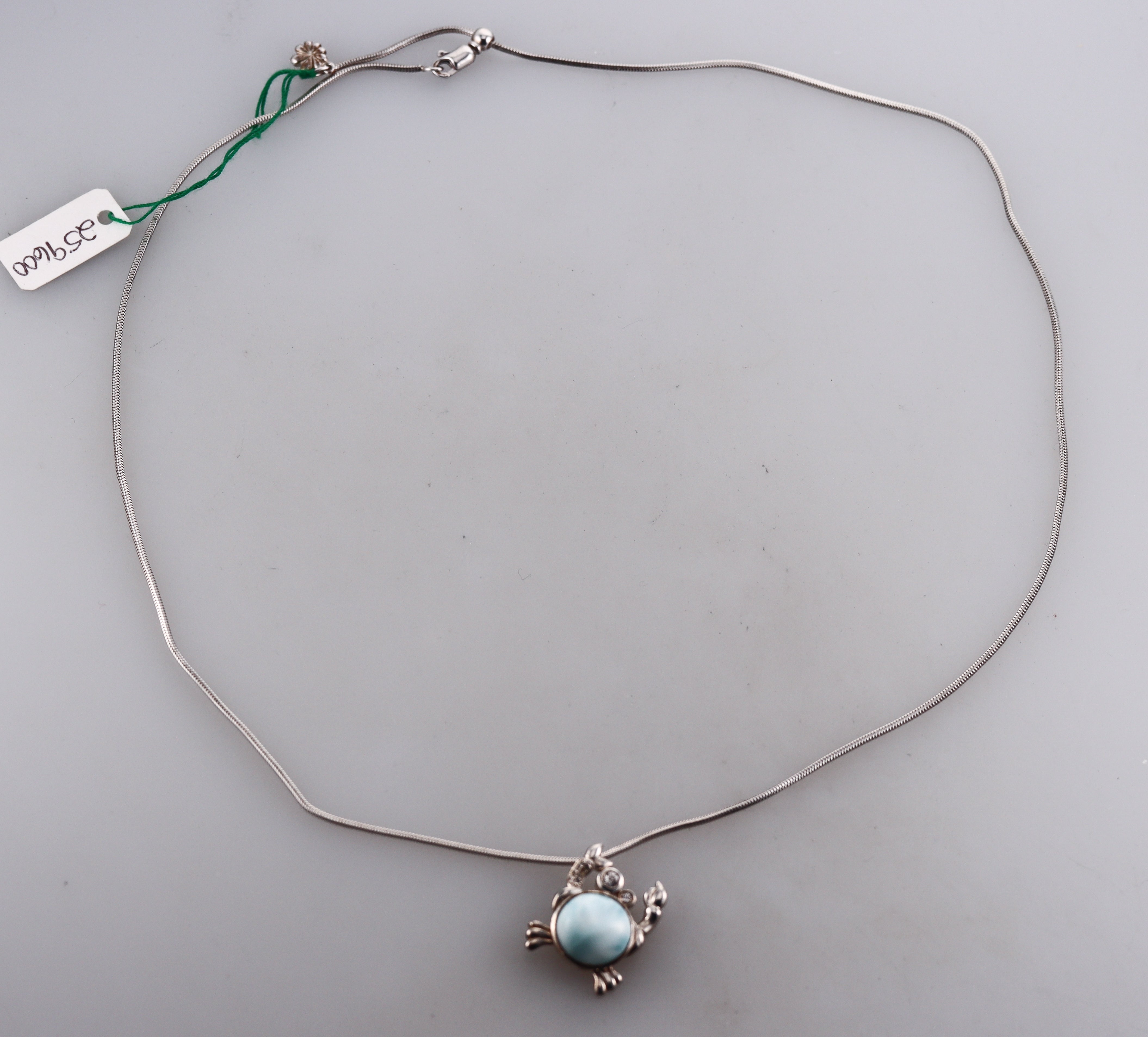 MarahLago Sterling Silver Larimar Crab Pendant Necklace Retail $216