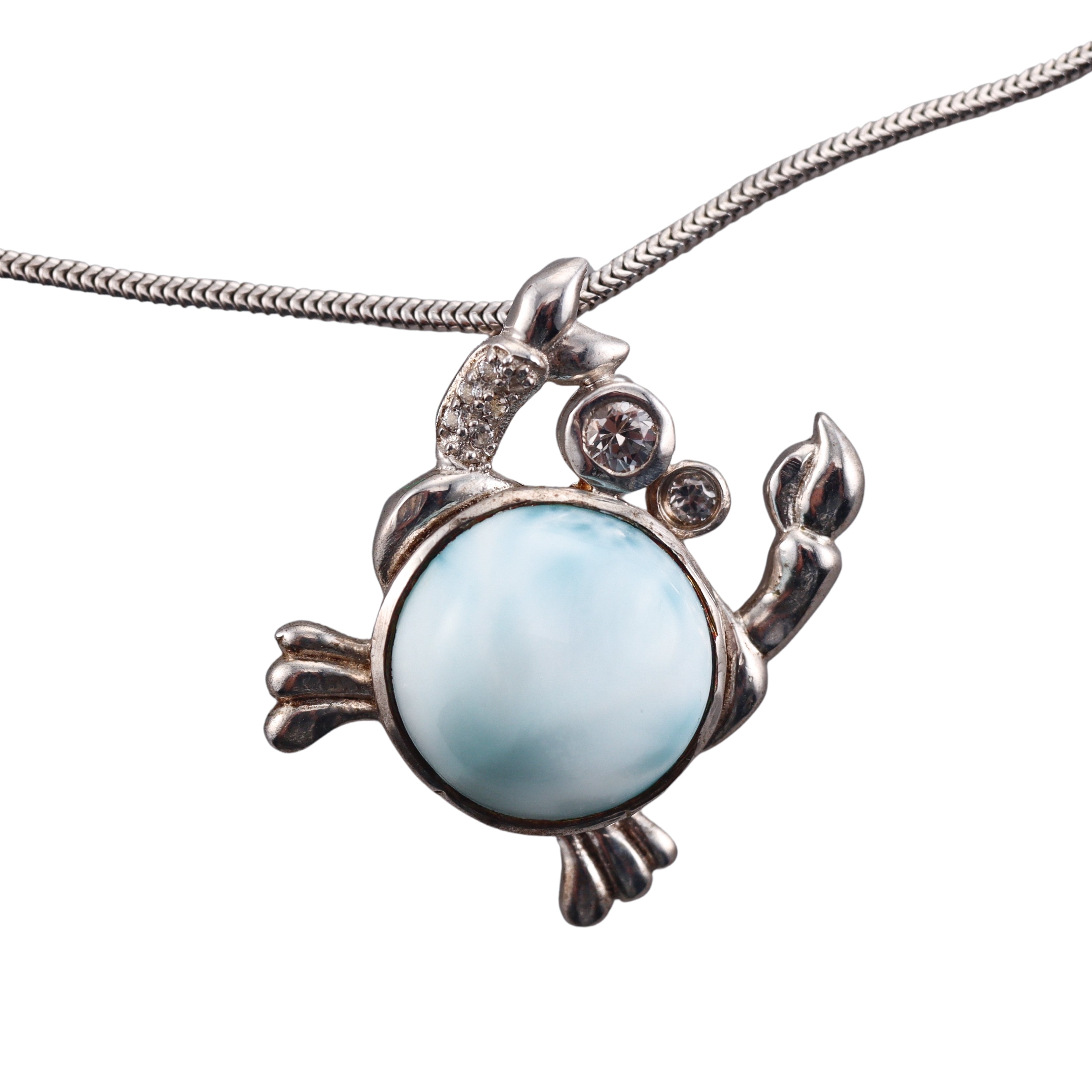 MarahLago Sterling Silver Larimar Crab Pendant Necklace Retail $216