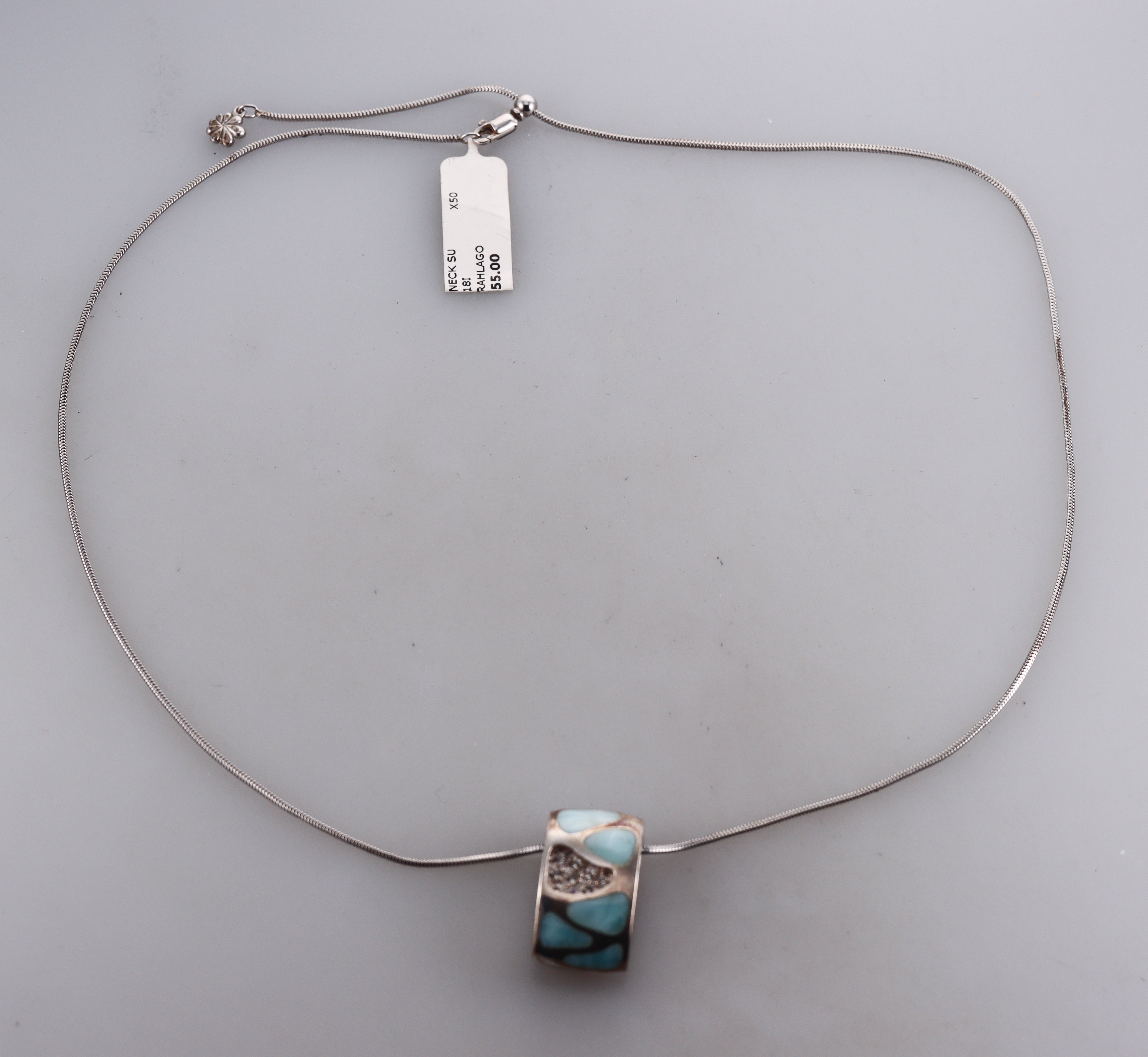 MarahLago Sterling Silver Larimar Pendant Necklace Retail $455