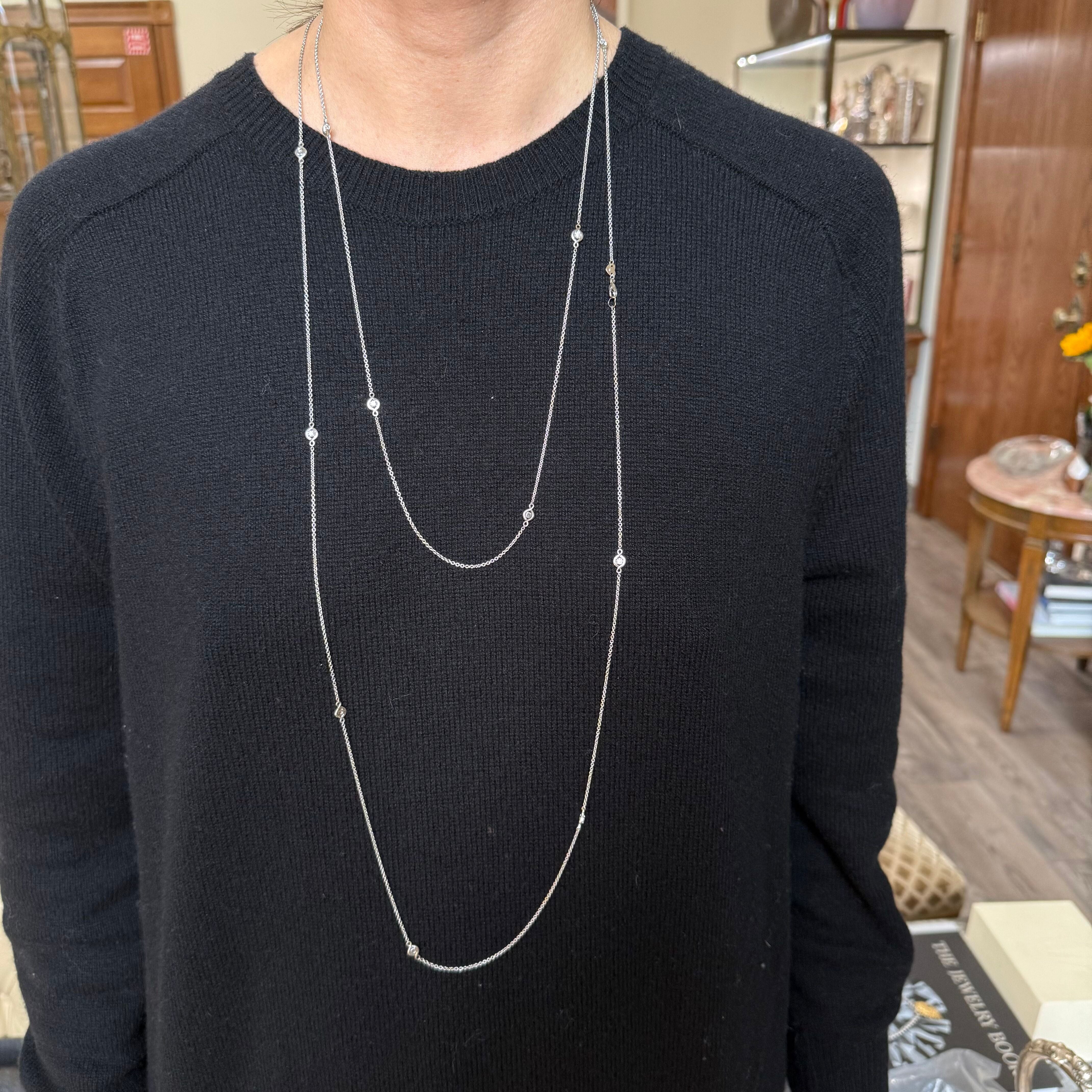 Hearts on Fire 18k White Gold Diamond Optima Station Necklace Long