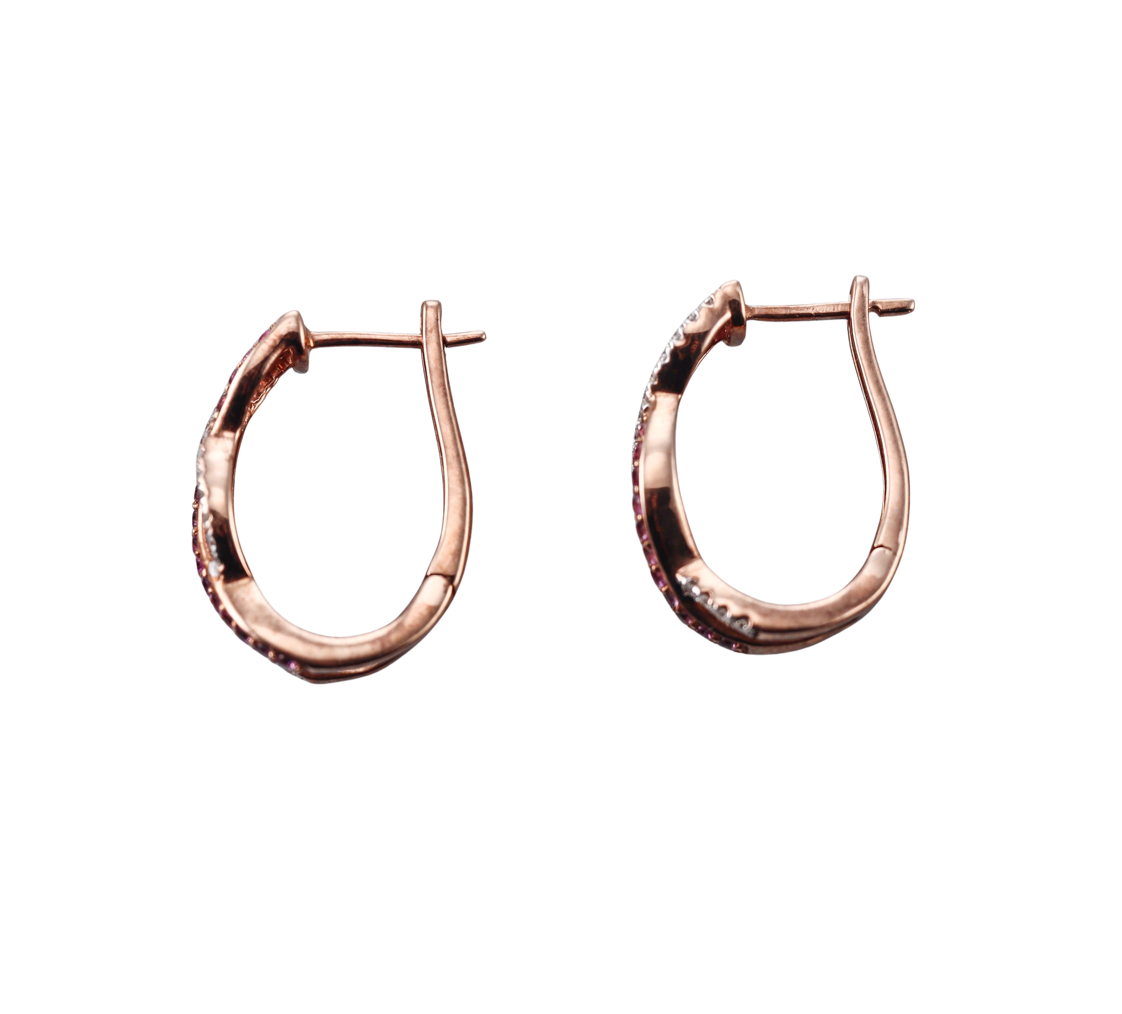 Kallati Rose Gold Diamond Pink Sapphire Earrings