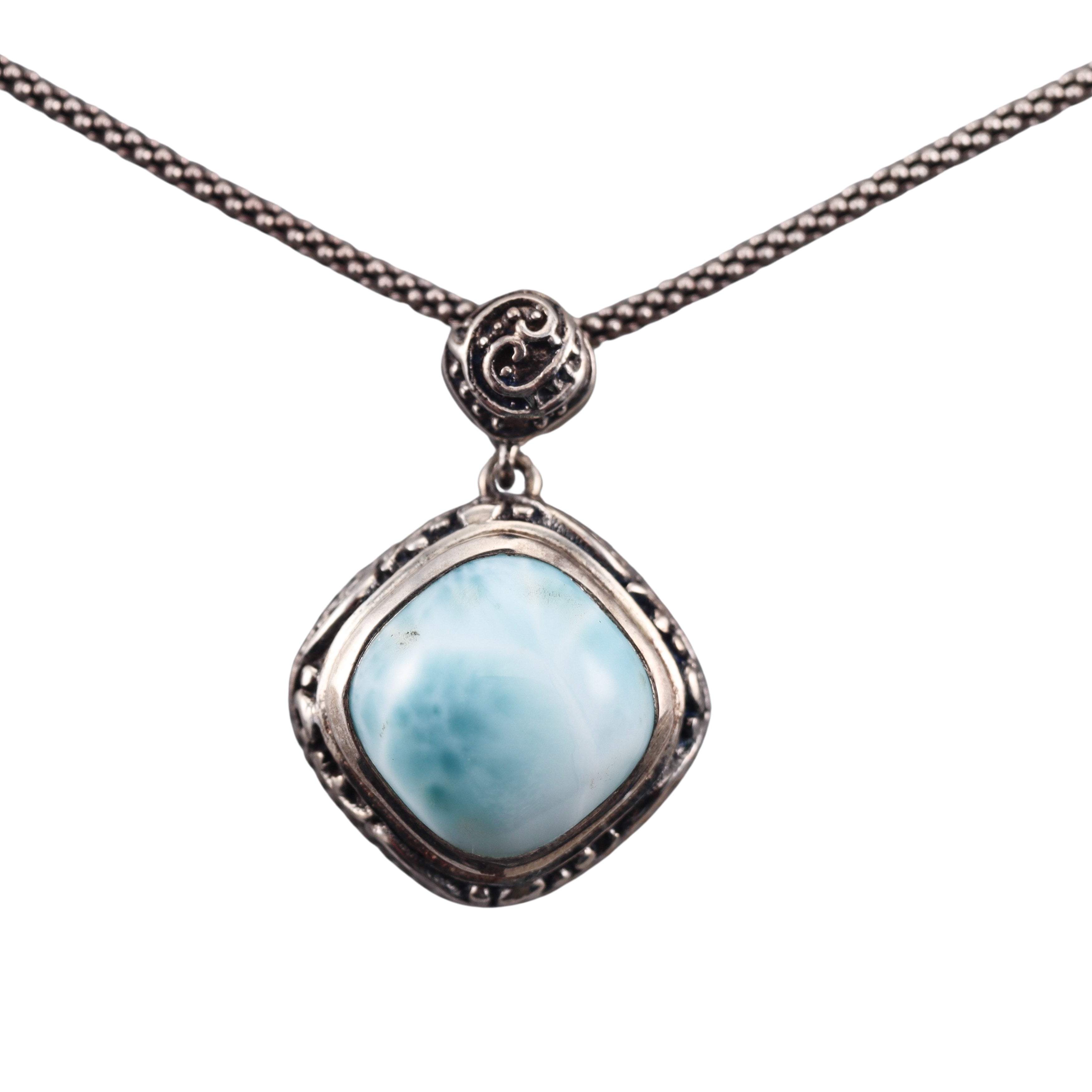 MarahLago Sterling Silver Larimar Pendant Necklace Retail $465