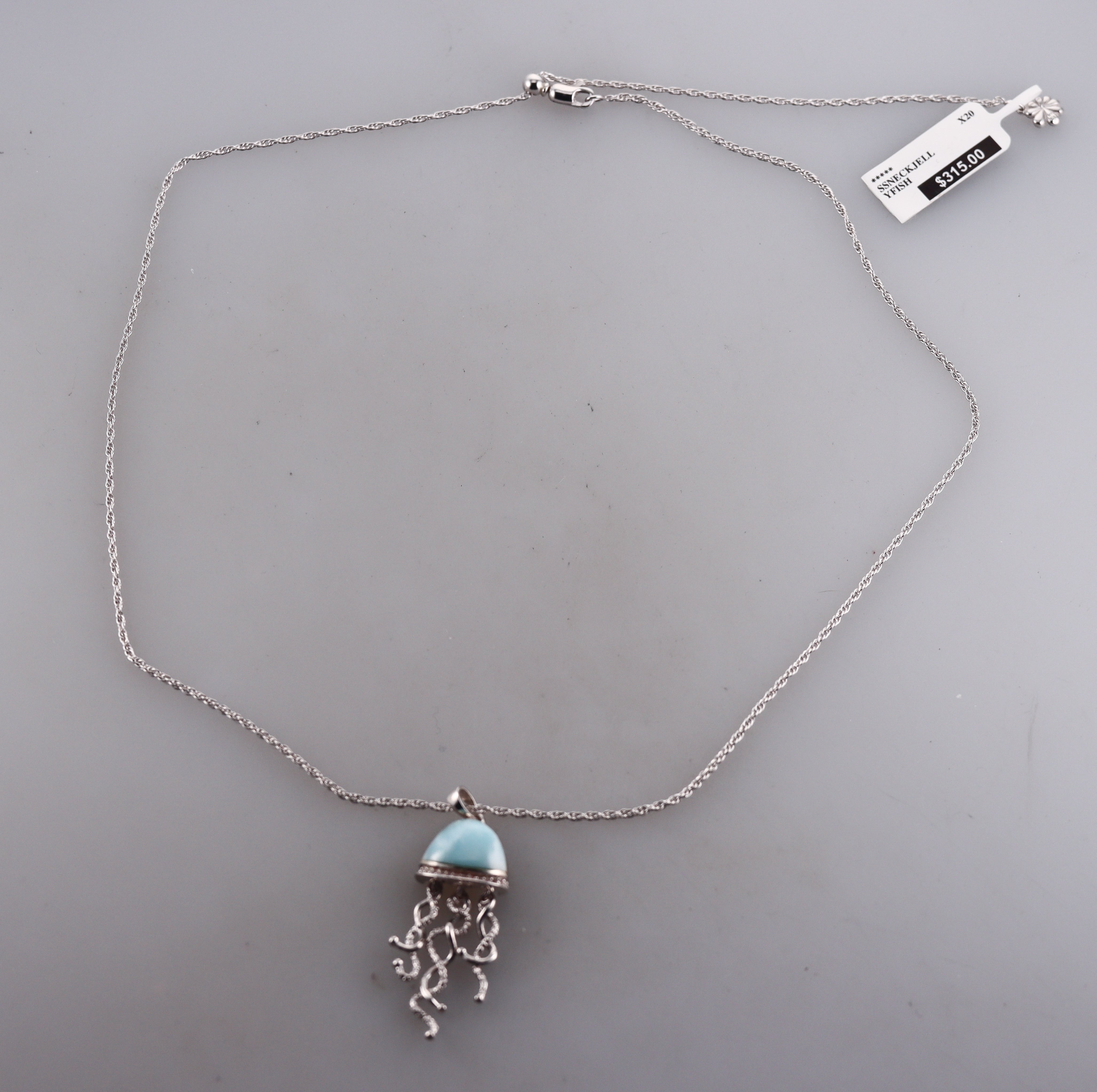 MarahLago Sterling Silver Larimar Jellyfish Pendant Necklace Retail $315