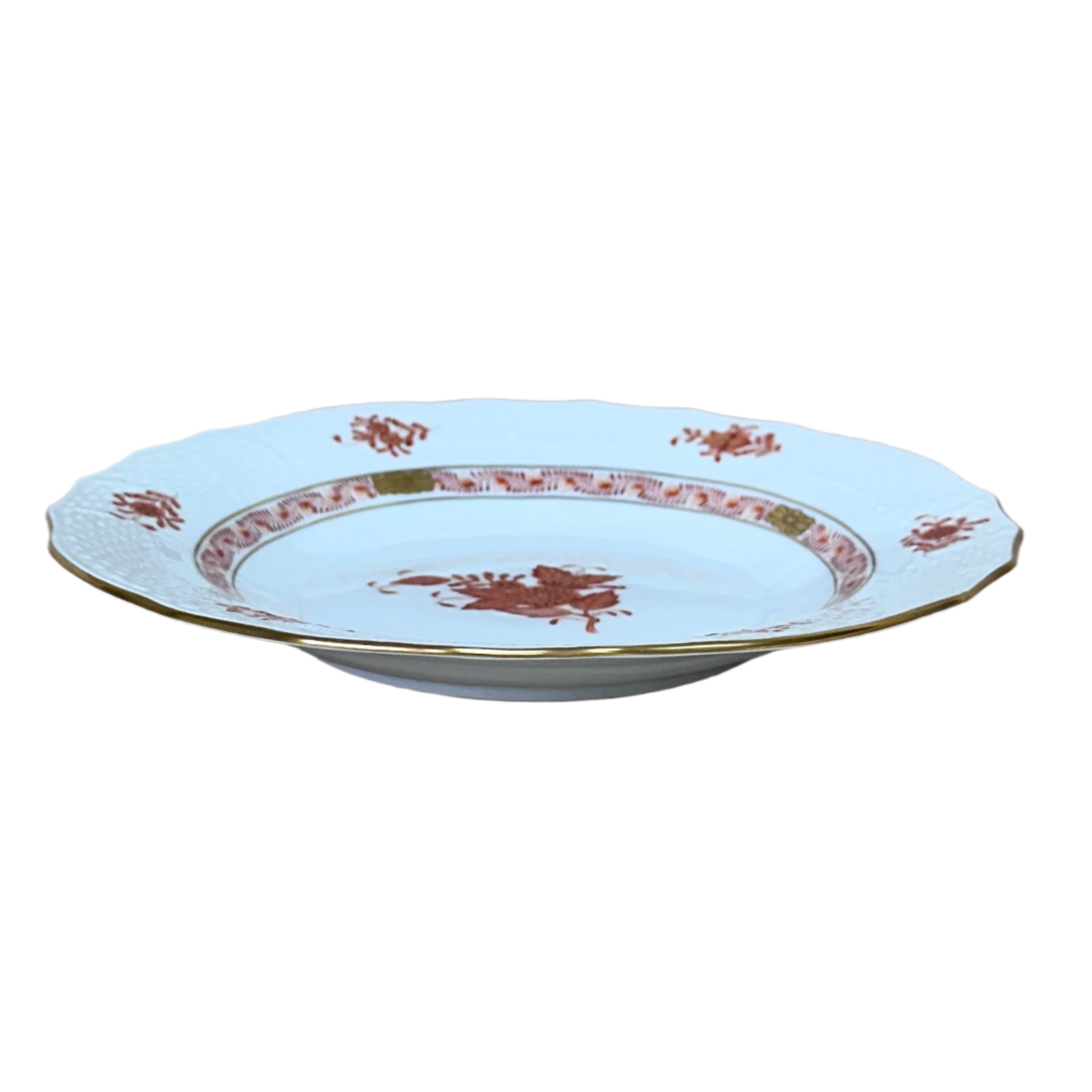 Herend Chinese Bouquet Rust Porcelain Dessert/Pie Plate 1520/AOG