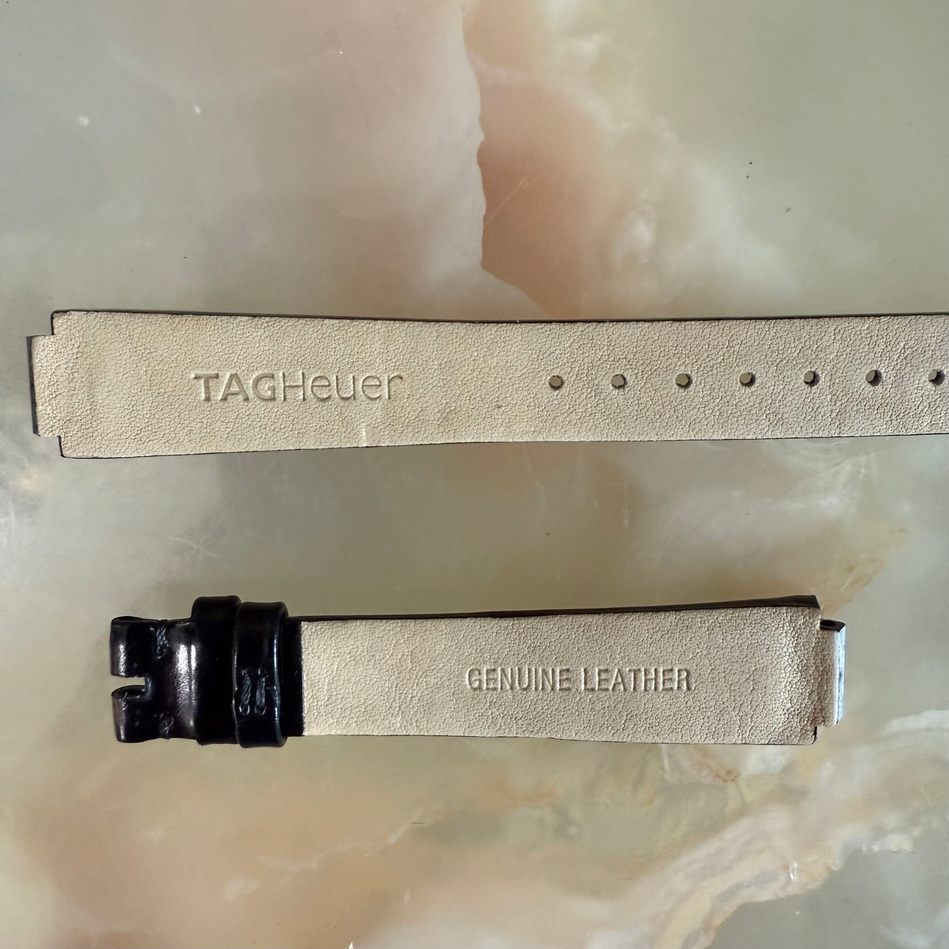 Authentic TAG Heuer Black Genuine Leather Watch Strap Band 14mm