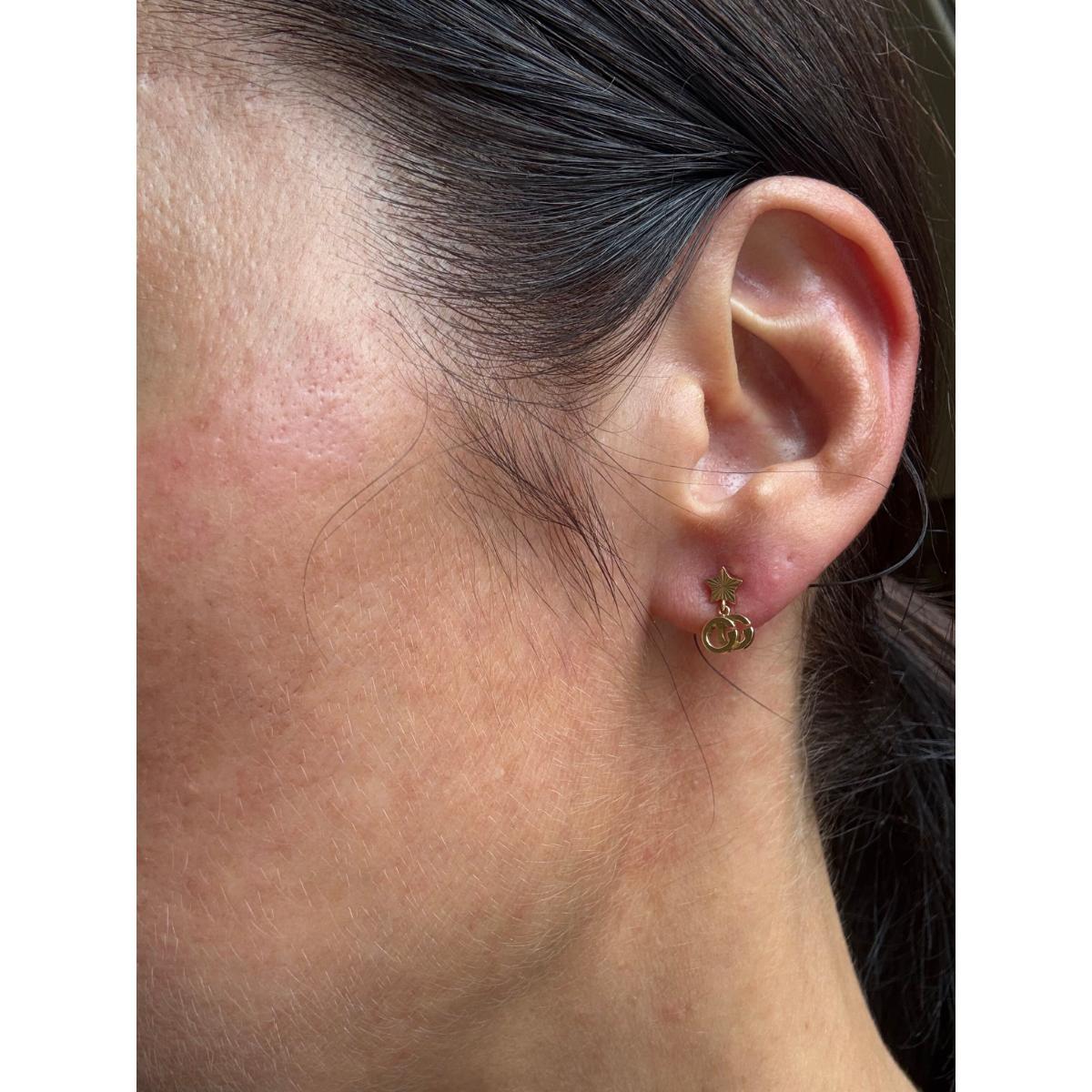 Gucci Running G 18K Gold Star Drop Earrings