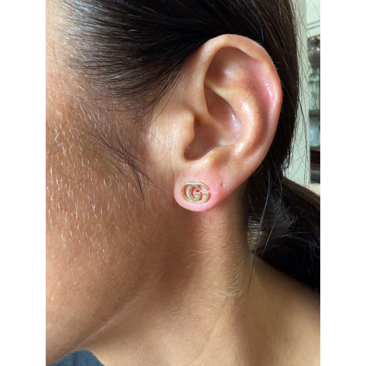 Gucci GG Running 18K Gold Stud Earrings