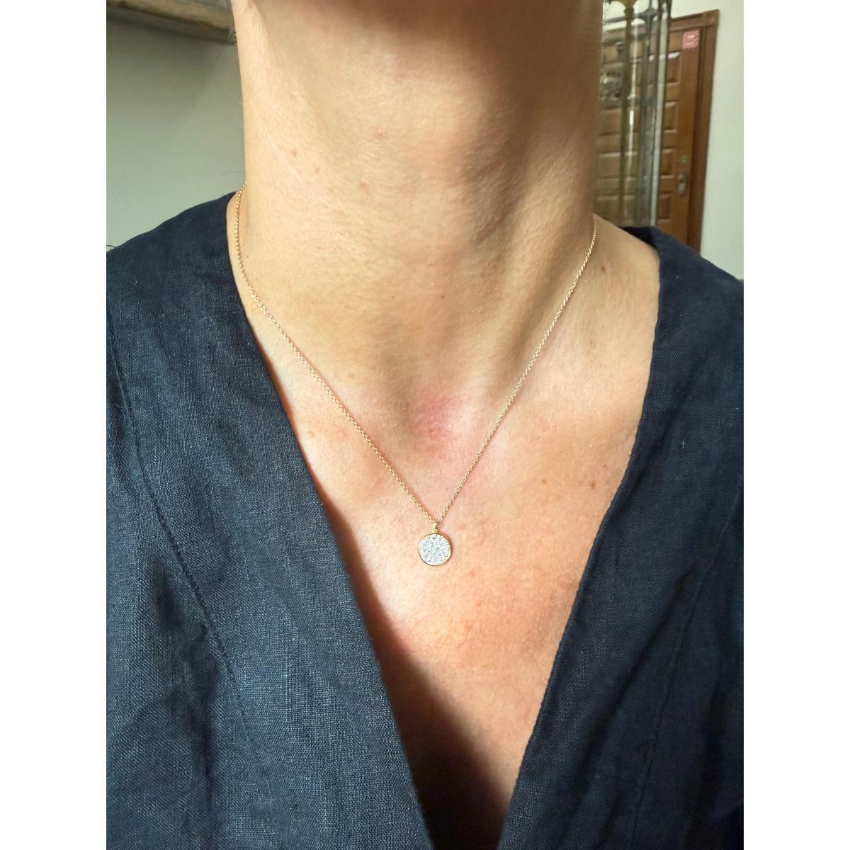 Memoire Luna 18k Gold Diamond Medallion Pendant Necklace