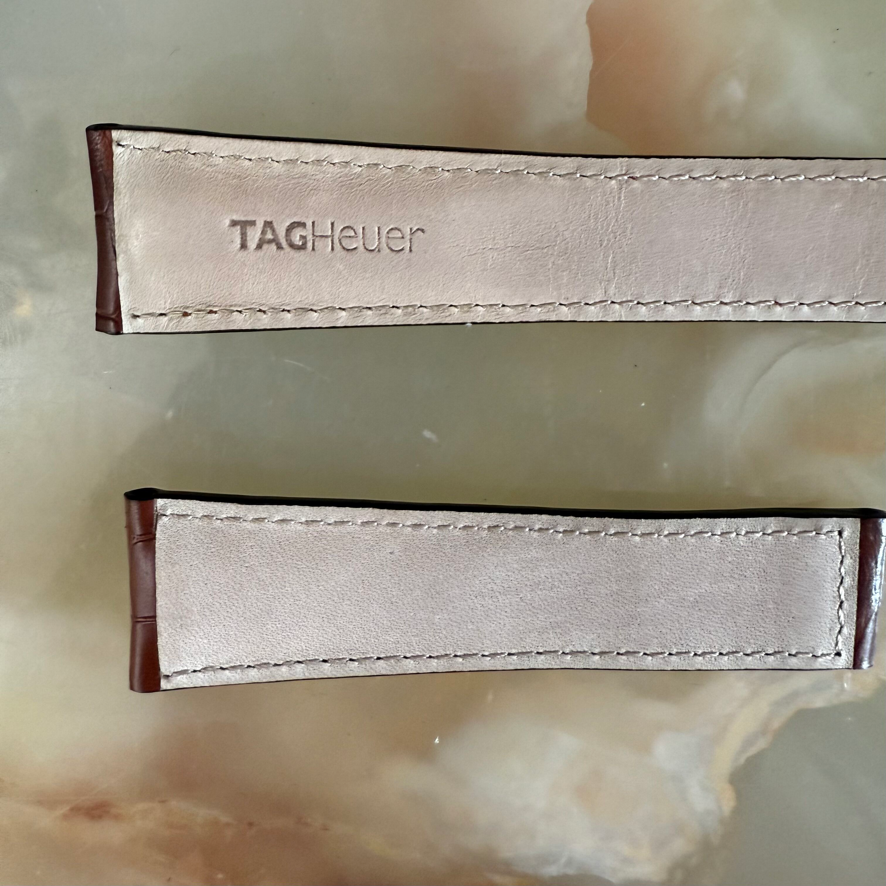 Authentic TAG Heuer Monaco Brown Crocodile Watch Strap Band 22mm FC8147