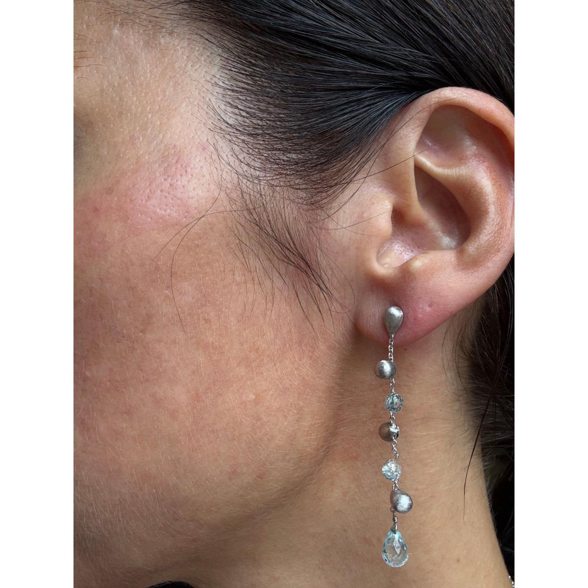 Marco Bicego Paradise Aquamarine Briolette 18k Gold Drop Earrings