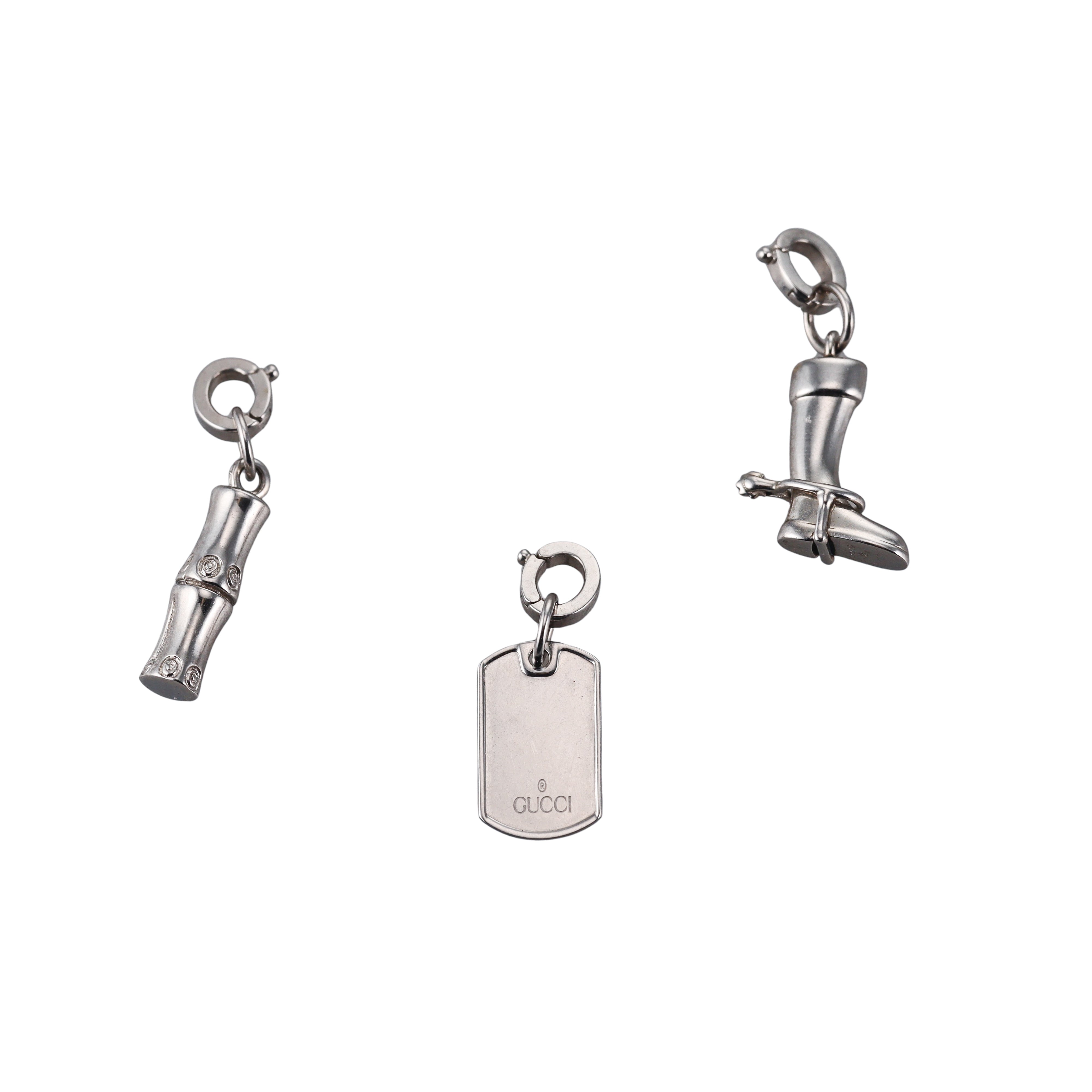 Gucci Stainless Steel Bamboo Tag Boot Charm Lot of 3