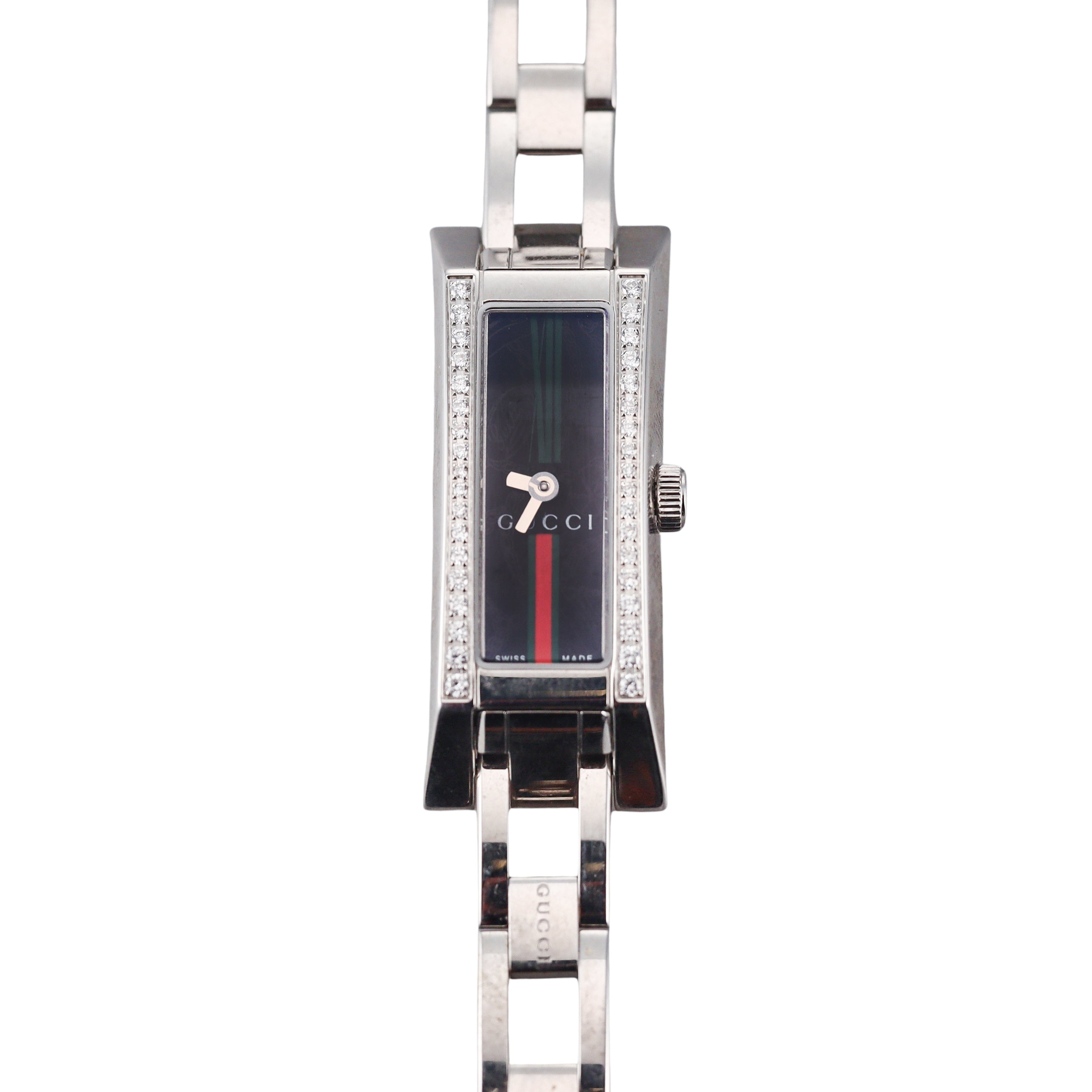 Gucci 110 G-Link Steel Diamond Ladies Watch YA110513