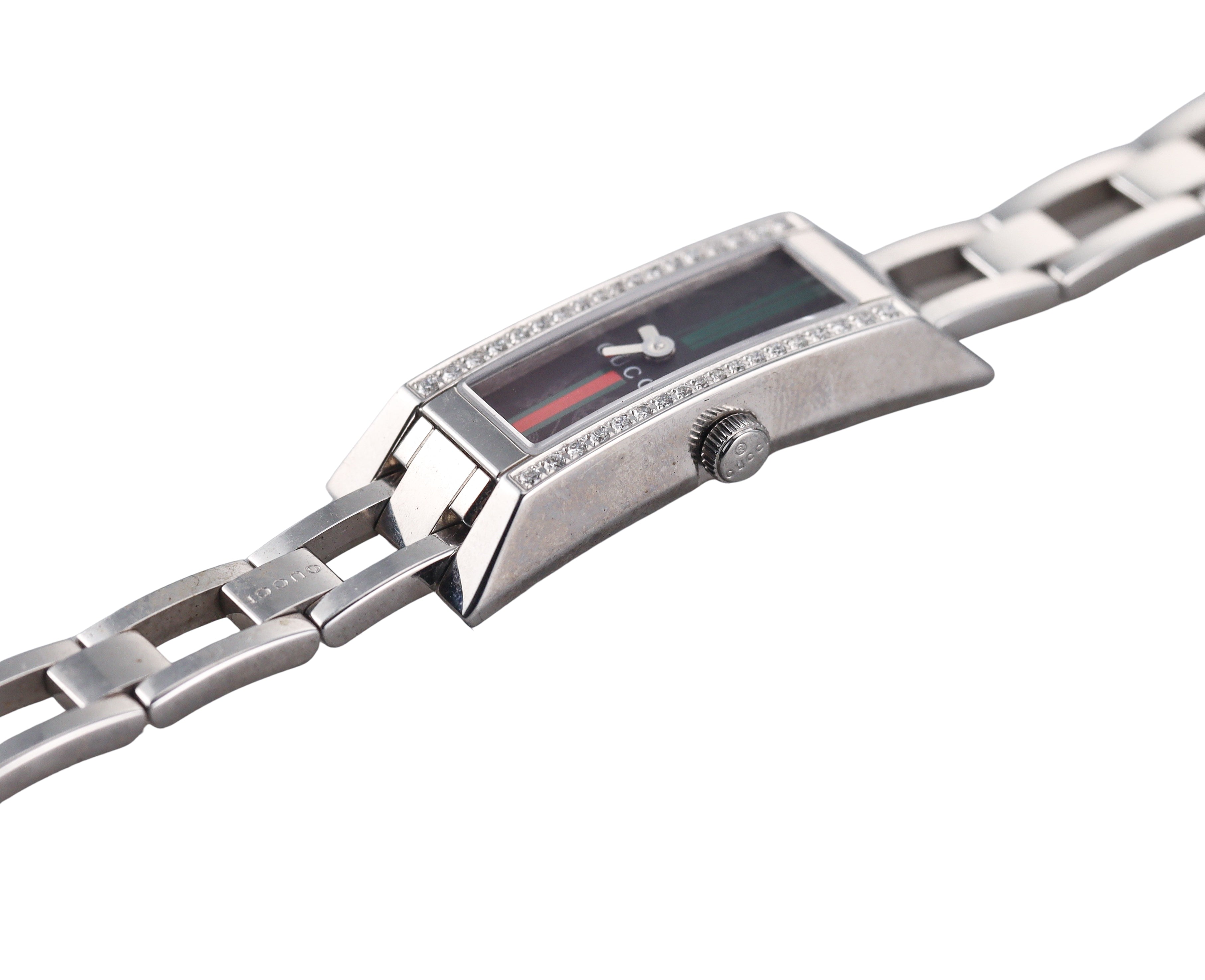 Gucci 110 G-Link Steel Diamond Ladies Watch YA110513