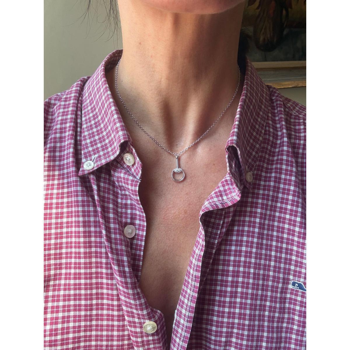 Gucci Horsebit 18K White Gold Diamond Pendant Necklace