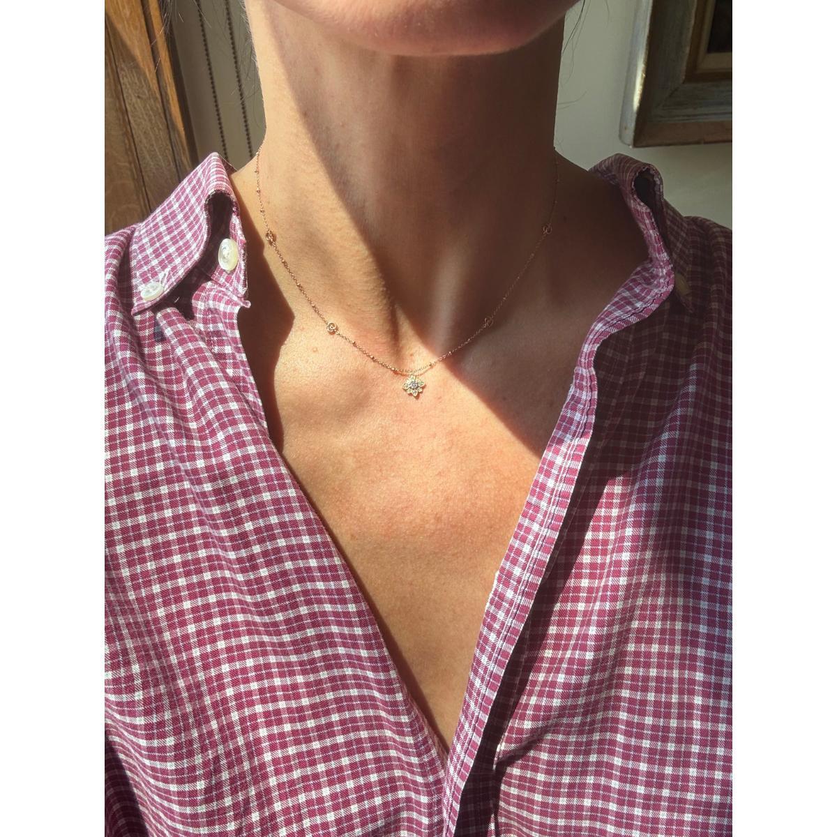 Gucci Flora 18k Gold Diamond Pendant Necklace