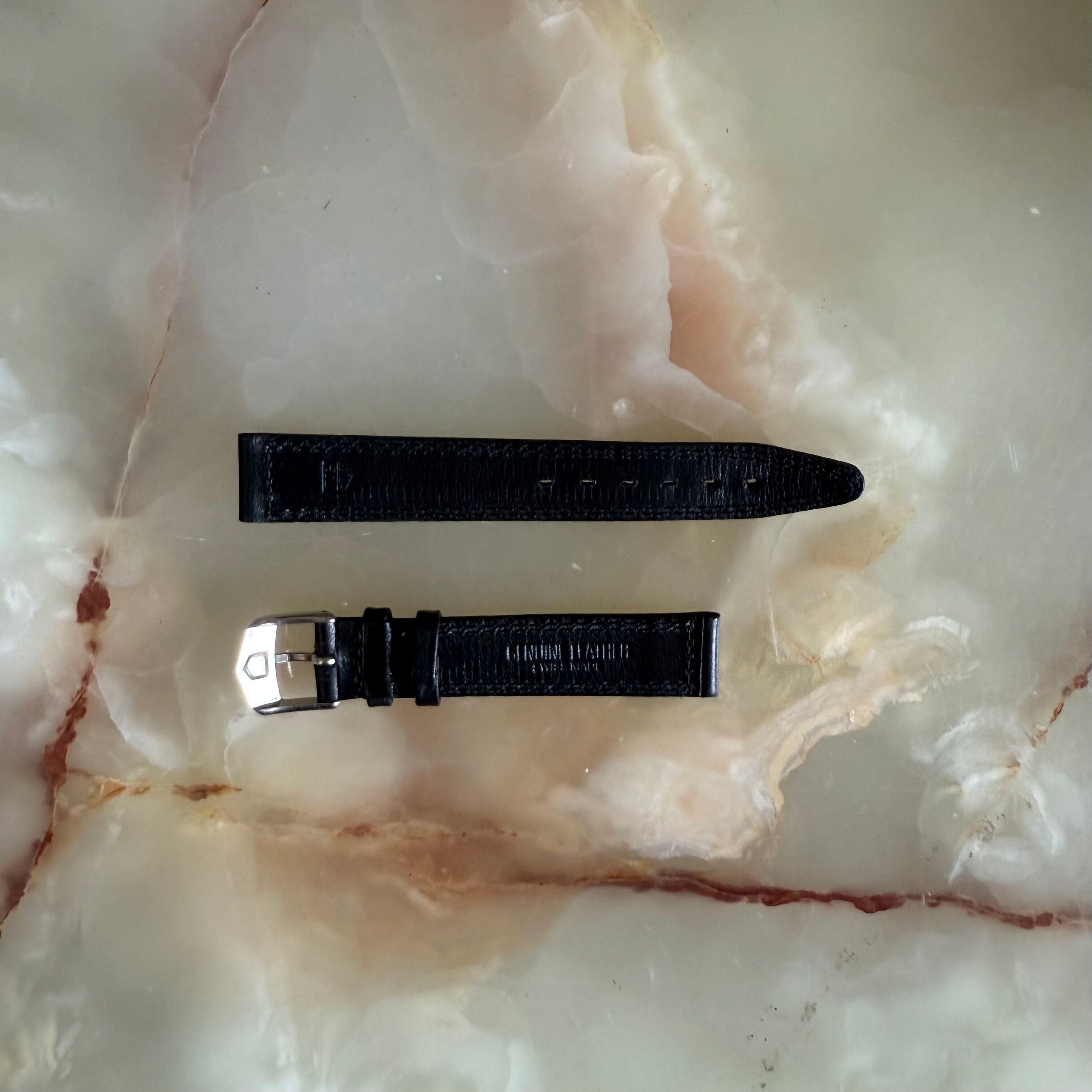 Authentic TAGHeuer Black Genuine Leather Watch Strap Band 15mm with Buckle