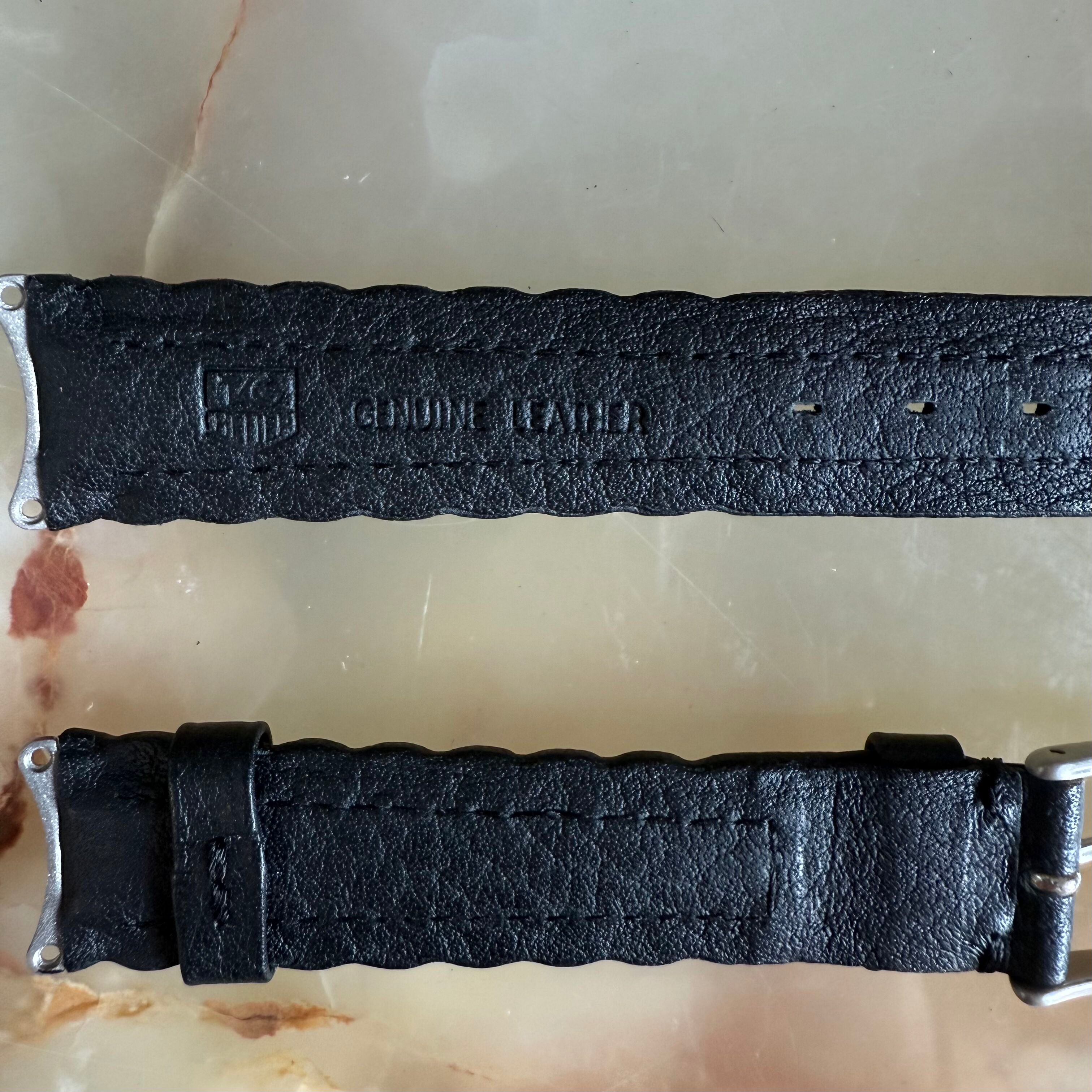 Authentic TAG Heuer 6000 Black Leather Watch Strap Band 18mm with Buckle BC0654