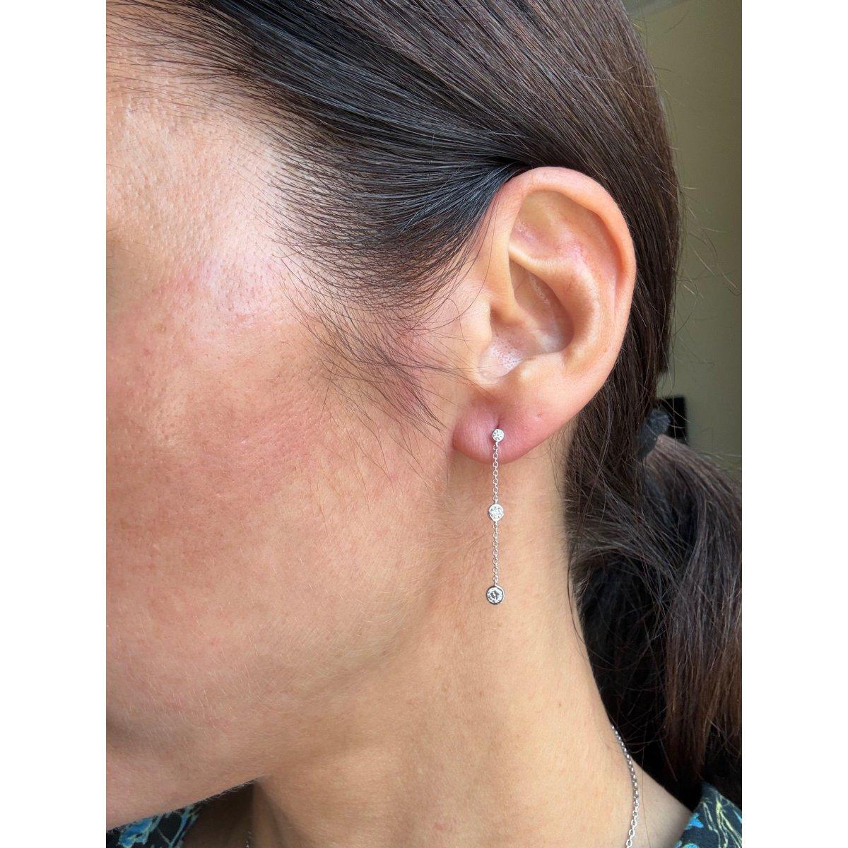 Memoire 18k Gold Diamond Cascade Chain Drop Earrings
