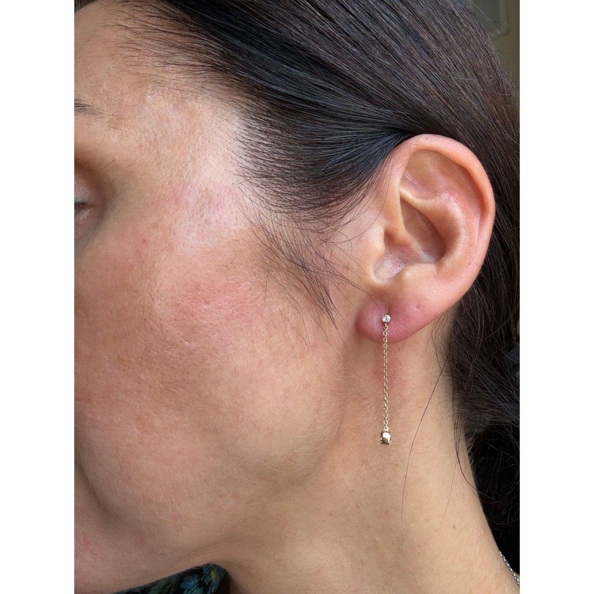 Memoire 18k Gold Diamond Cascade Chain Drop Earrings