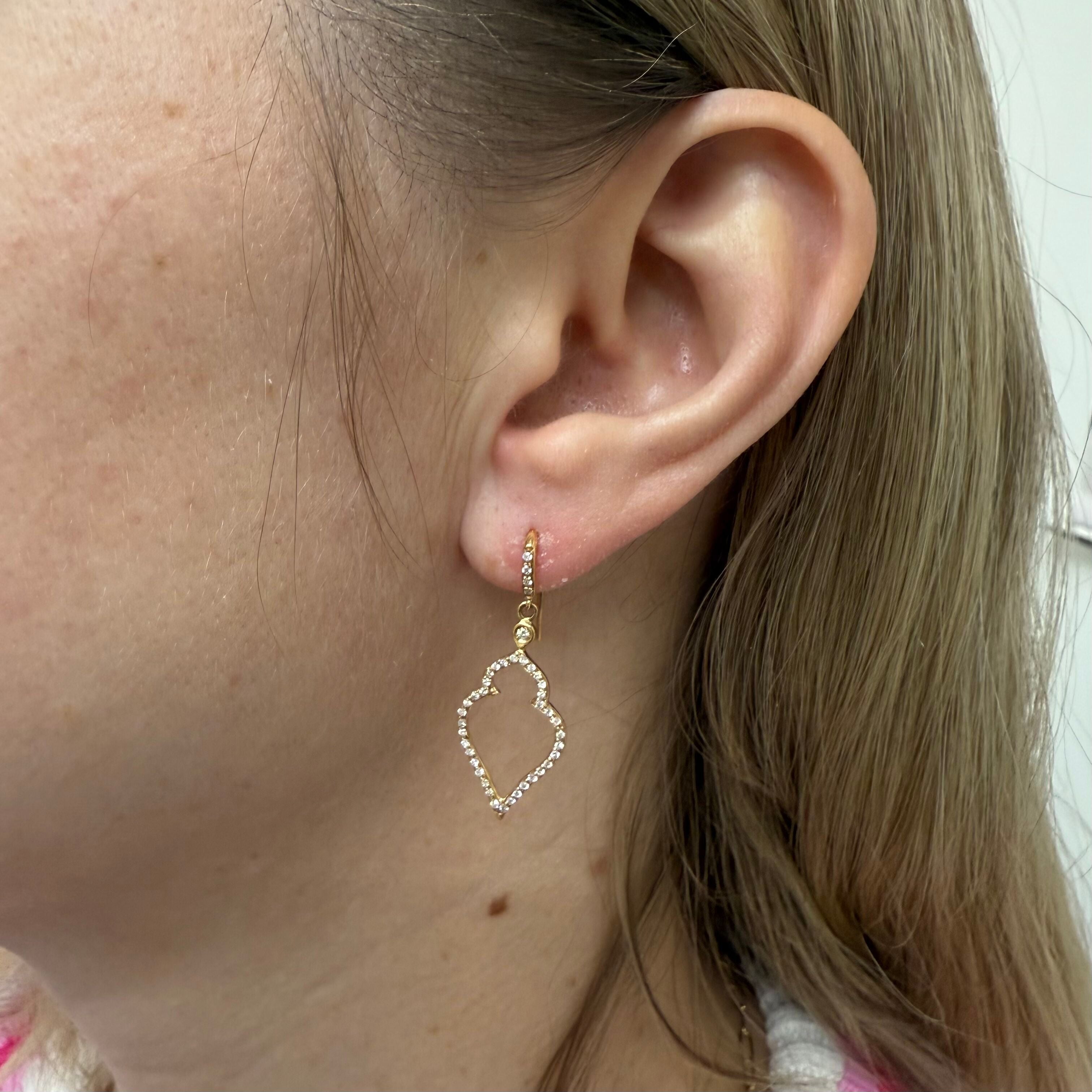 Italian 18k Rose Gold Diamond Drop Earrings
