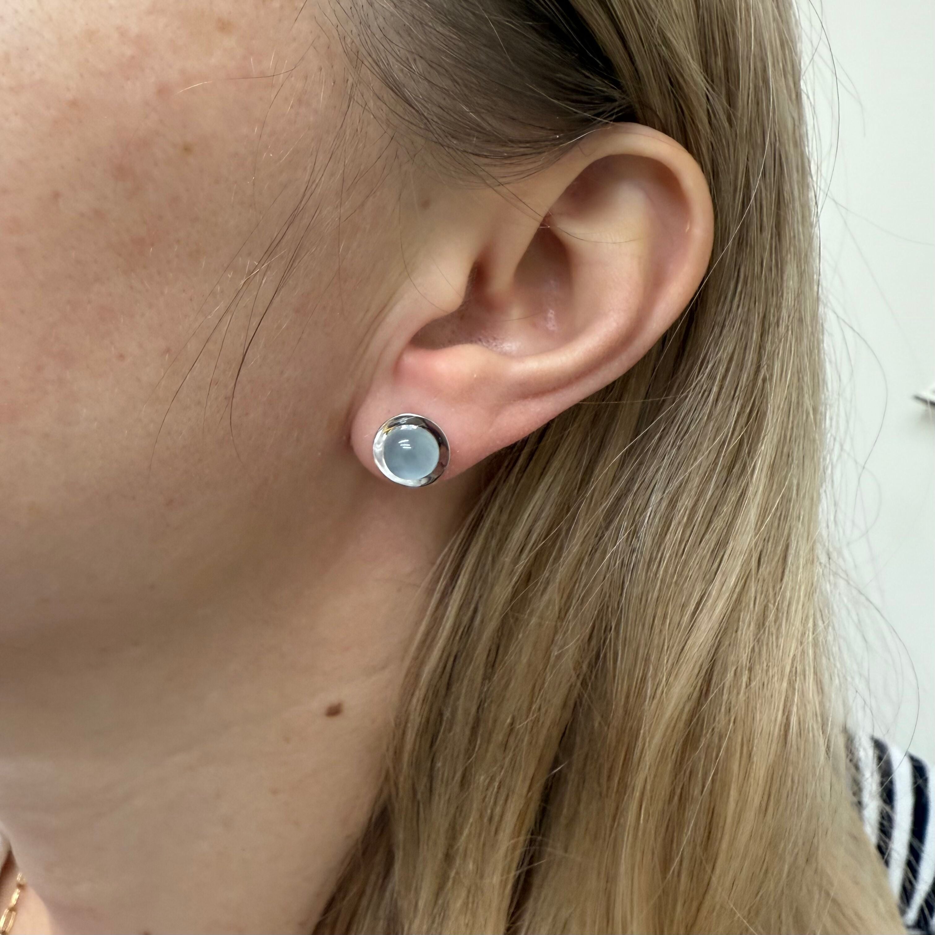 Bucherer White Gold Aquamarine Stud Earrings