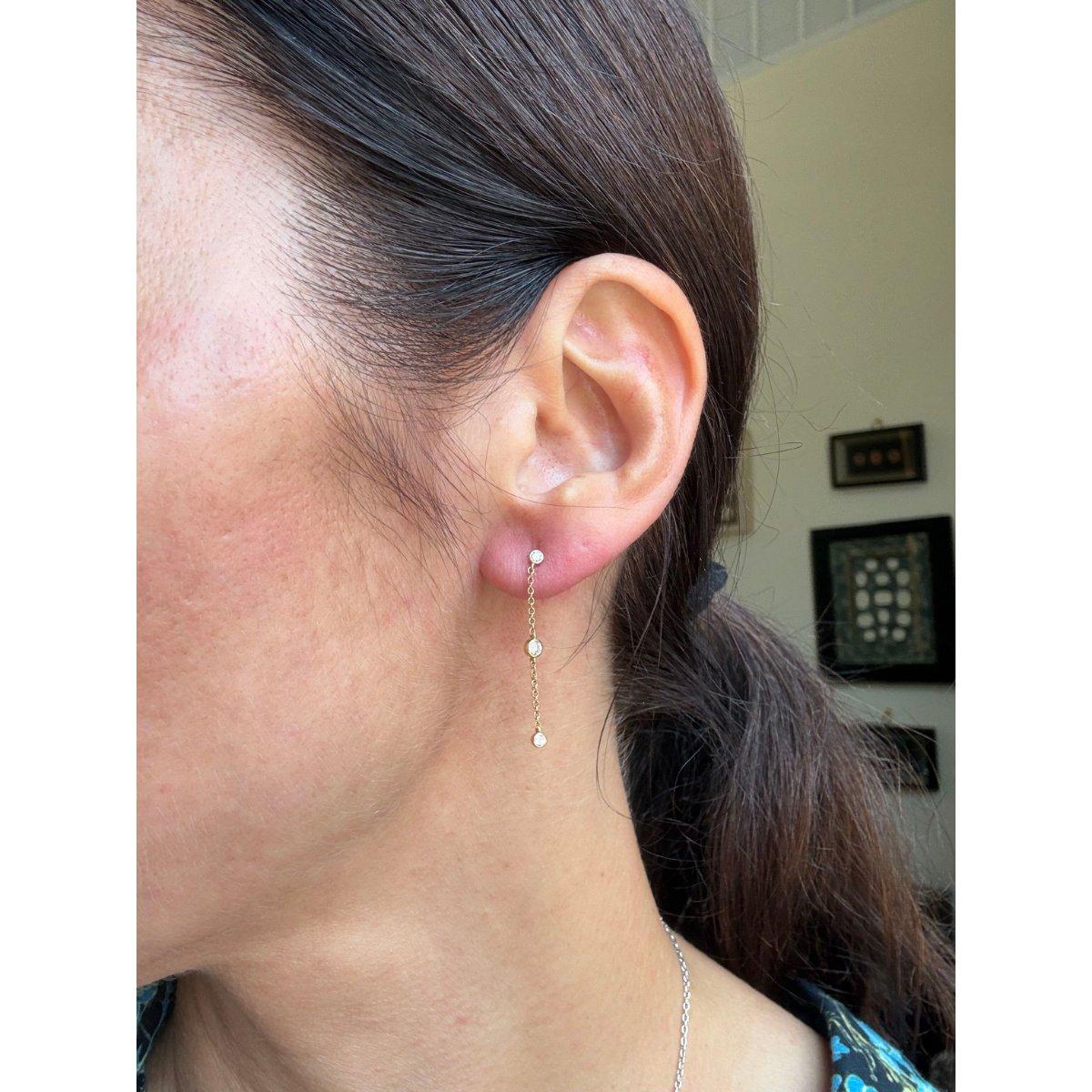 Memoire 18k Gold Diamond Chain Drop Earrings