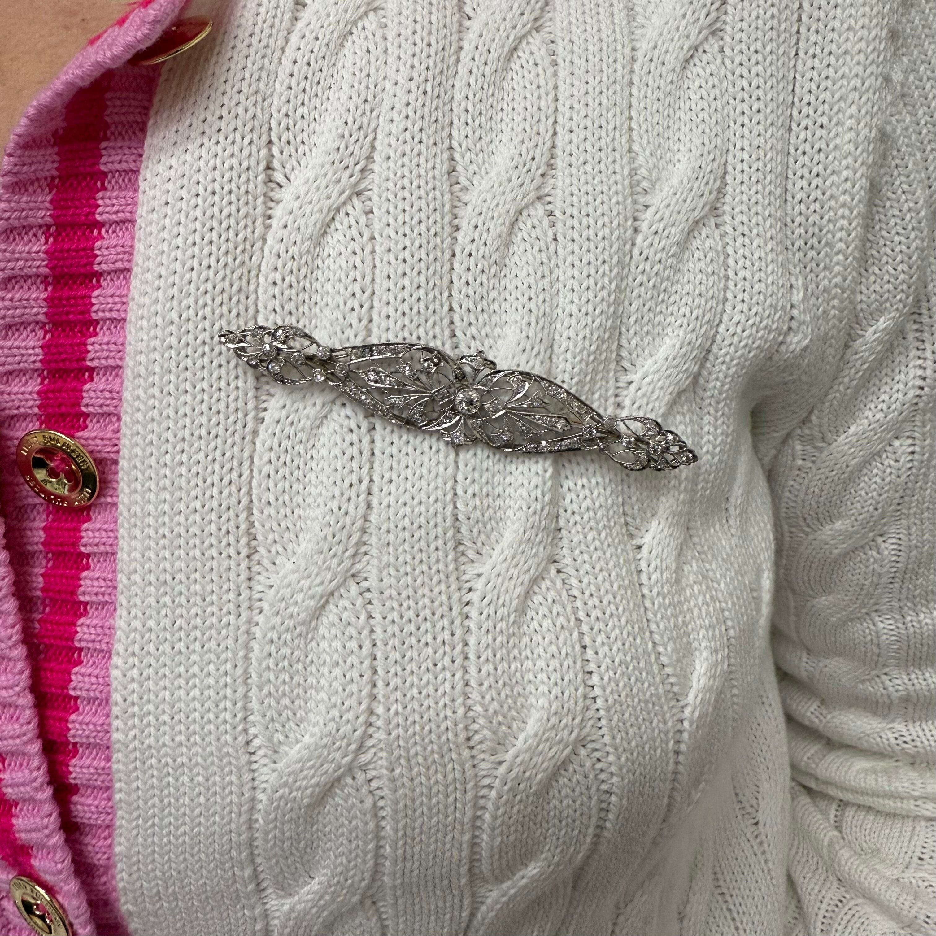 Art Deco Platinum Diamond Brooch Pin