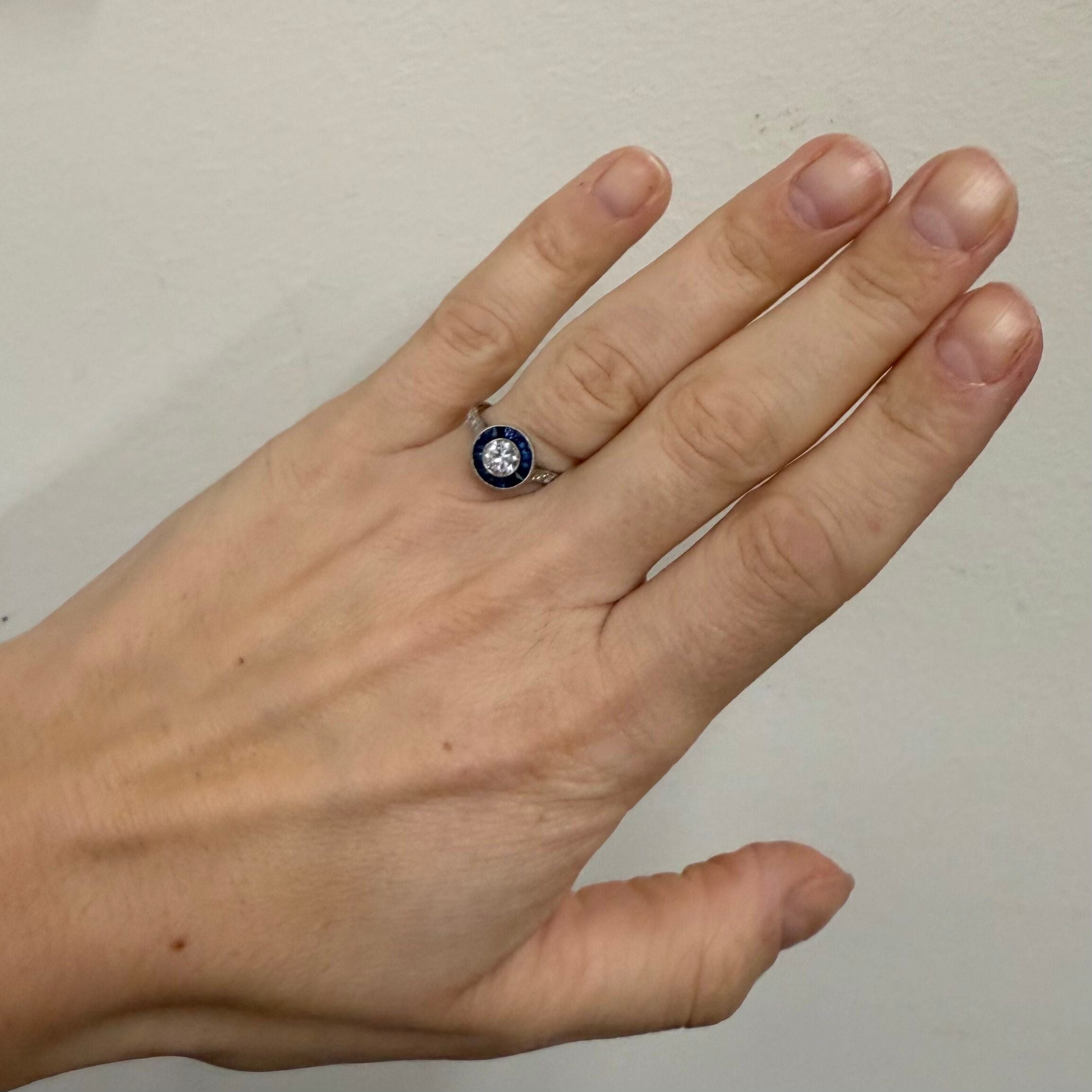 Platinum Diamond Sapphire Engagement Ring