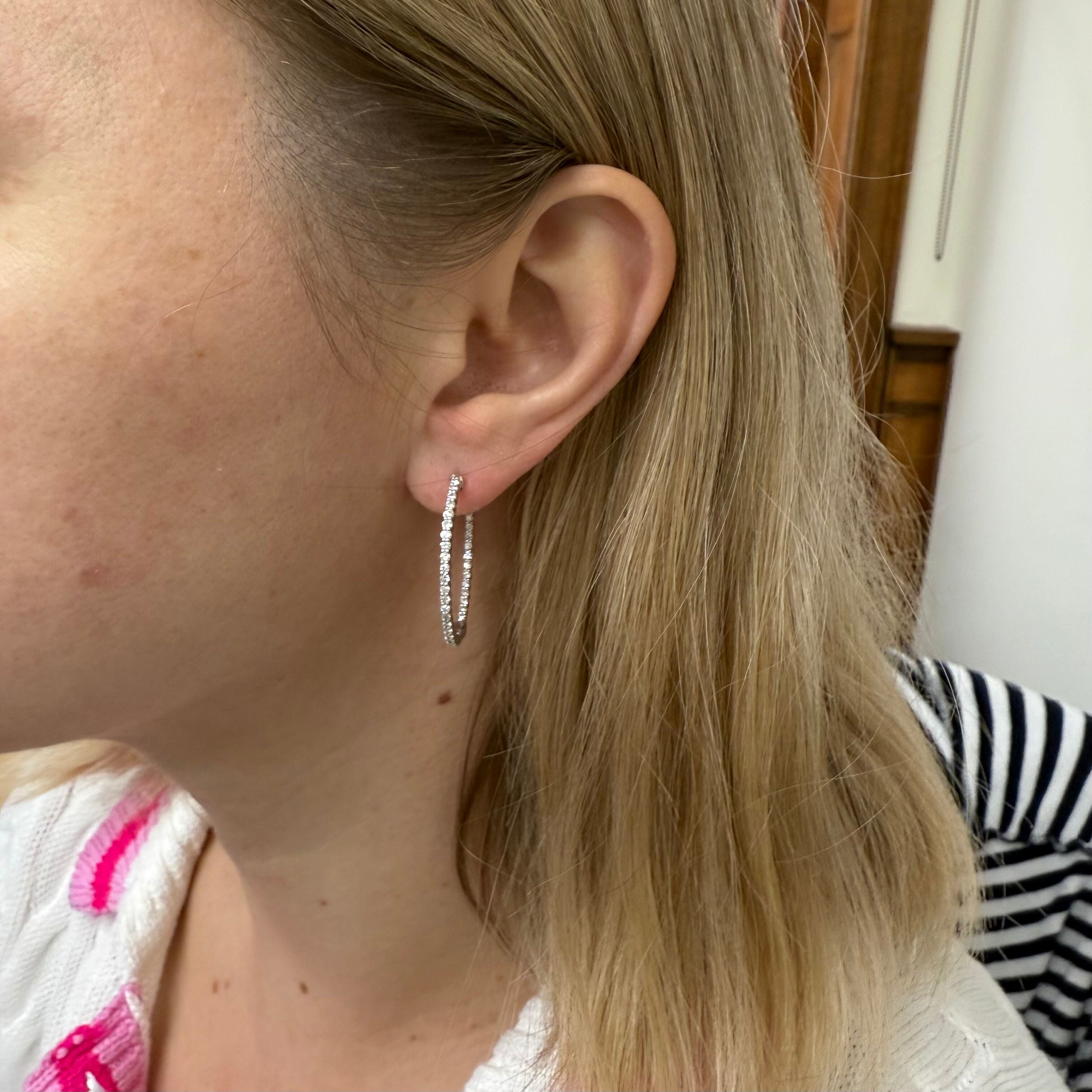 14k Gold Inside Out Diamond Hoop Earrings