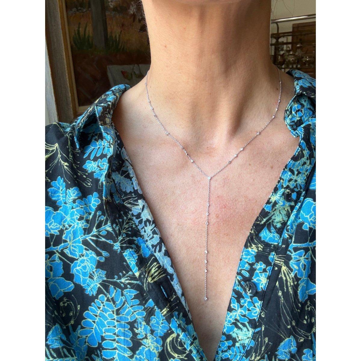Memoire Cascade Lariat 18k Gold Diamond Necklace