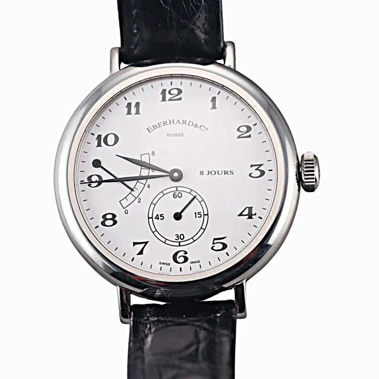 Eberhard 8 Days Power Reserve Steel Manual Wind Watch 21017