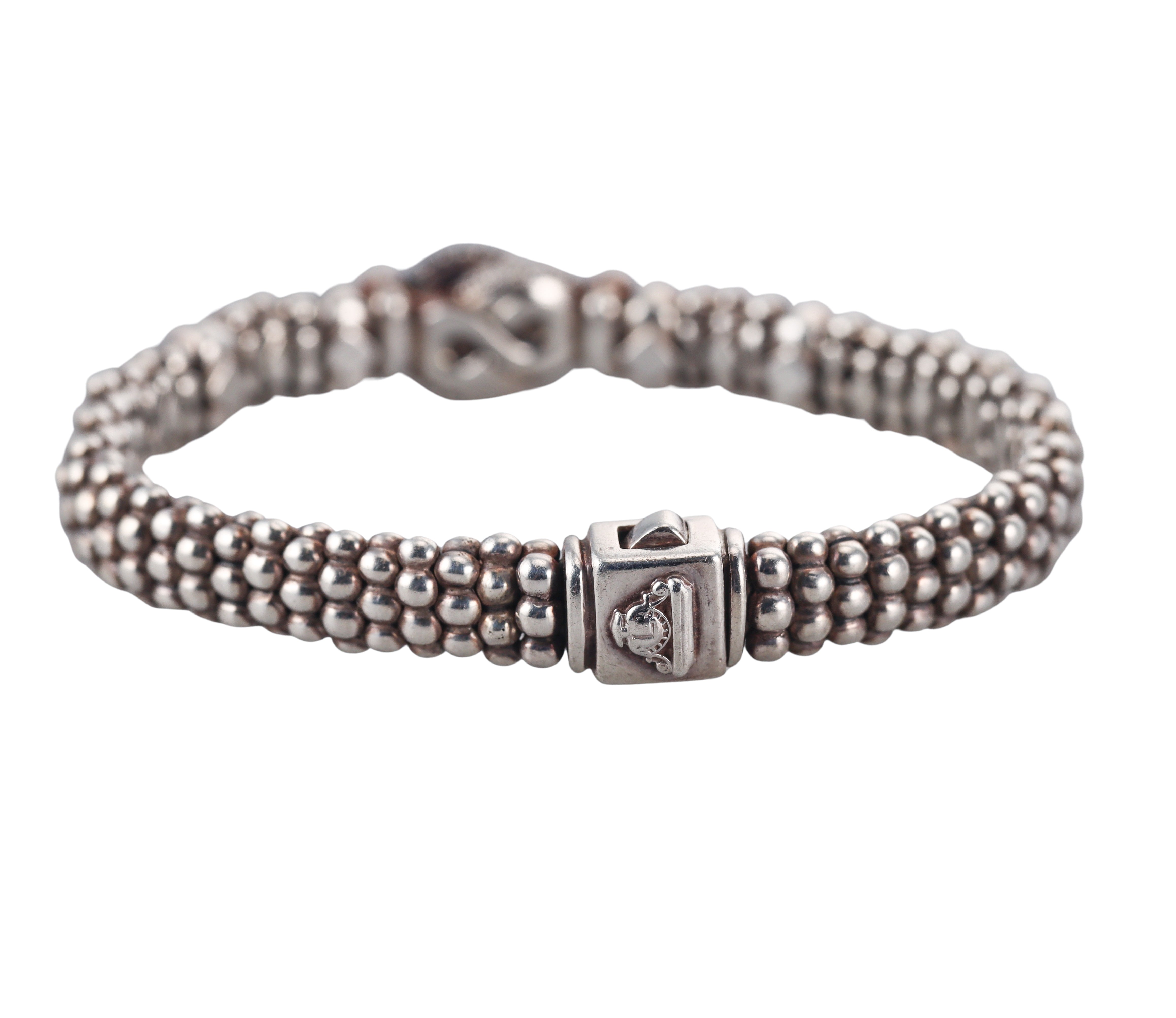 Lagos Caviar Silver Diamond Knot Bracelet